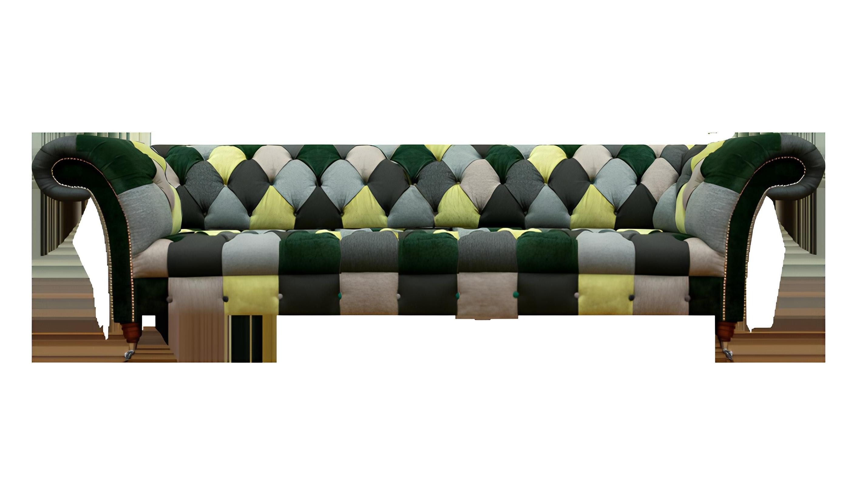 Xlmoebel Chesterfield-Sofa Elegantes Chesterfield-Sofa mit hochwertiger Stoffpolsterung, 4-Sitzer, Hergestellt in Europa