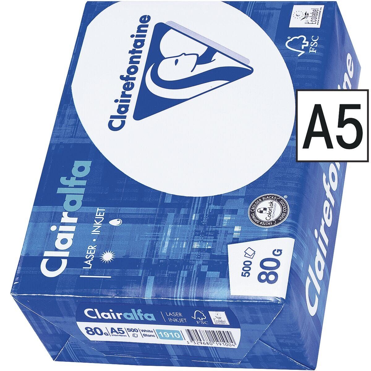 CLAIREFONTAINE Druckerpapier 2800, Format DIN A5, 80 g/m², 172 CIE, 500 Blatt