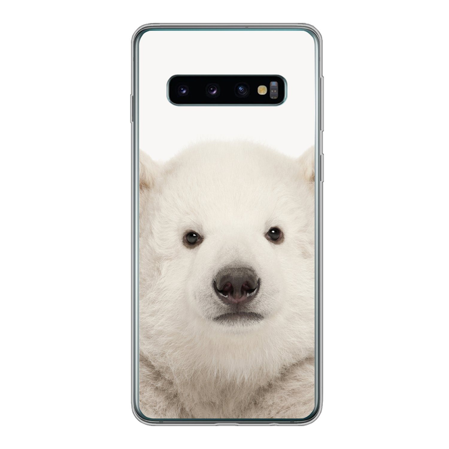 MuchoWow Handyhülle für Samsung Galaxy S10 Eisbär - Tiere - Weiß - Kinder - Jungen - Mädch, Phone Case, Silikon, Schutzhülle Dünn