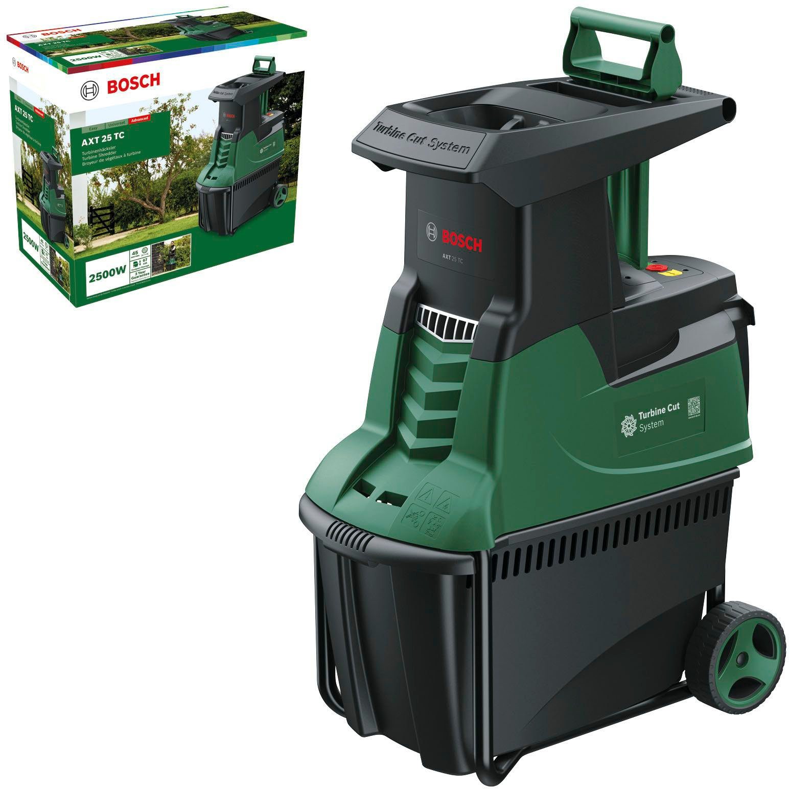 Bosch Home & Garden Leisehäcksler AXT 25 TC, 4,5 cm max. Astdurchmesser, 2500 Watt