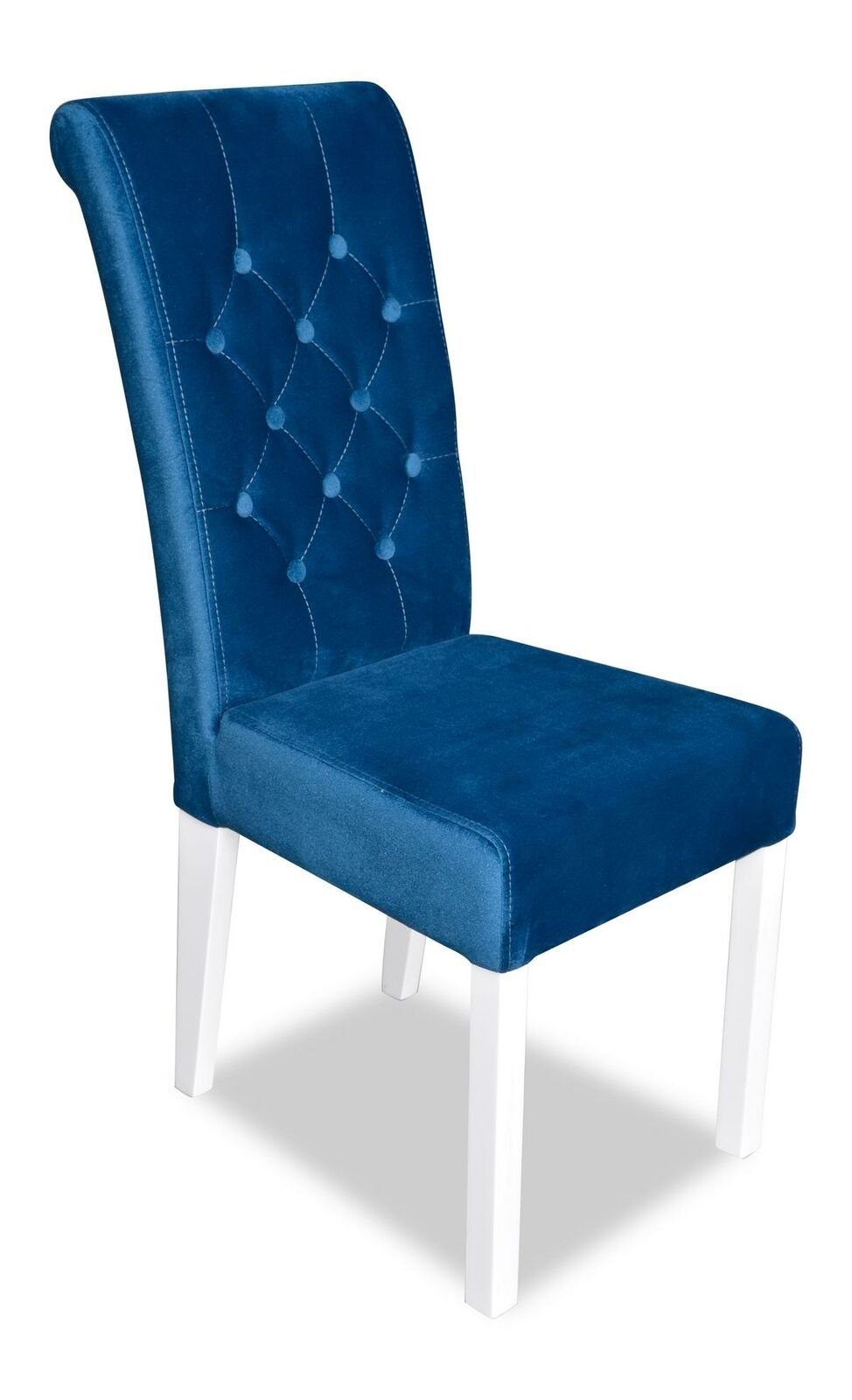 Stuhl, JVmoebel Blau Sessel Textil Chesterfield Klassische Stühle Lehn 8x Design Polster Stuhl Holz