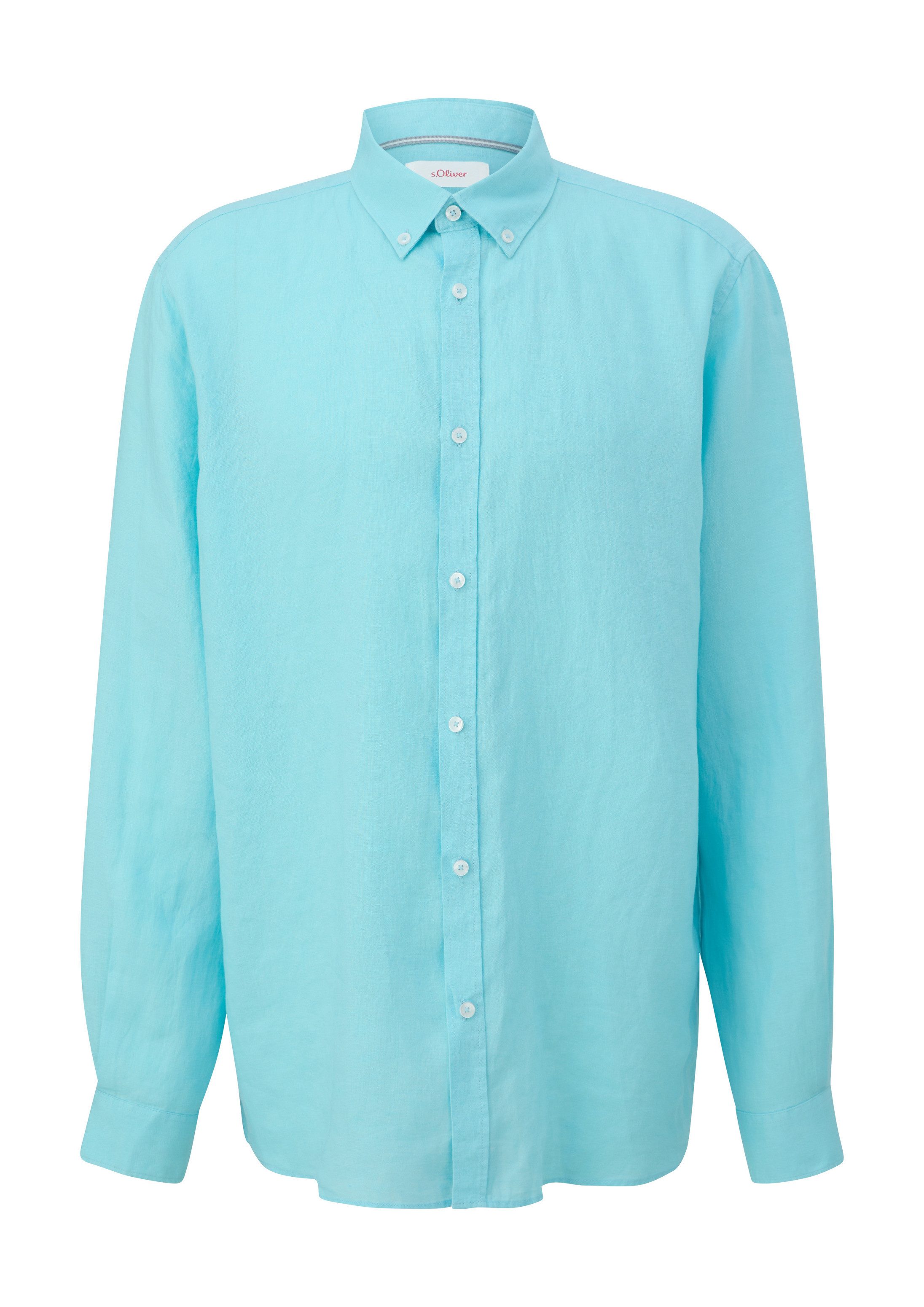 s.Oliver Langarmhemd Hemd Leinenhemd mit Button-Down-Kragen