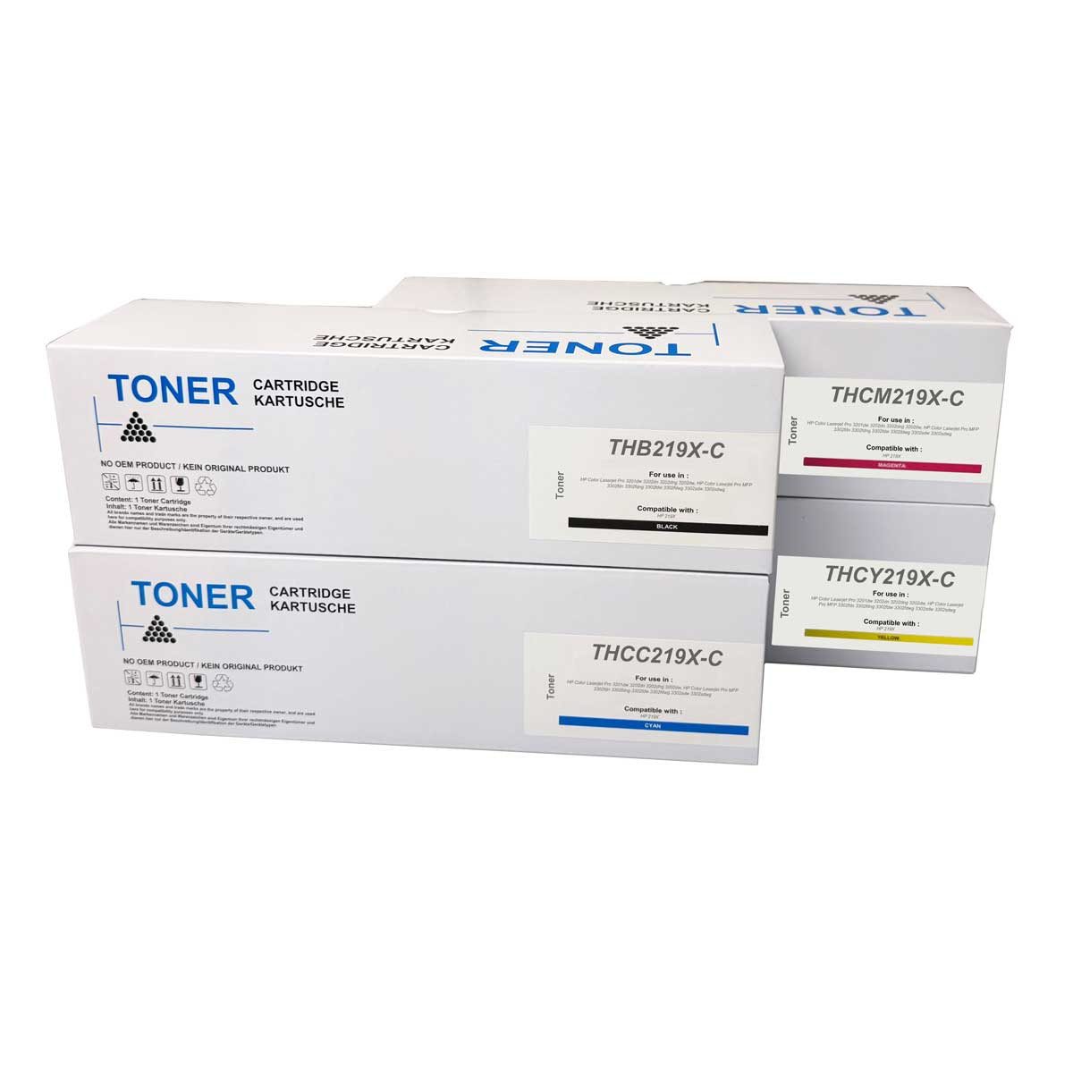 ABC Tonerkartusche Kompatibles Set 4x Toner für HP 219X (MIT CHIP) für HP Color Laserjet