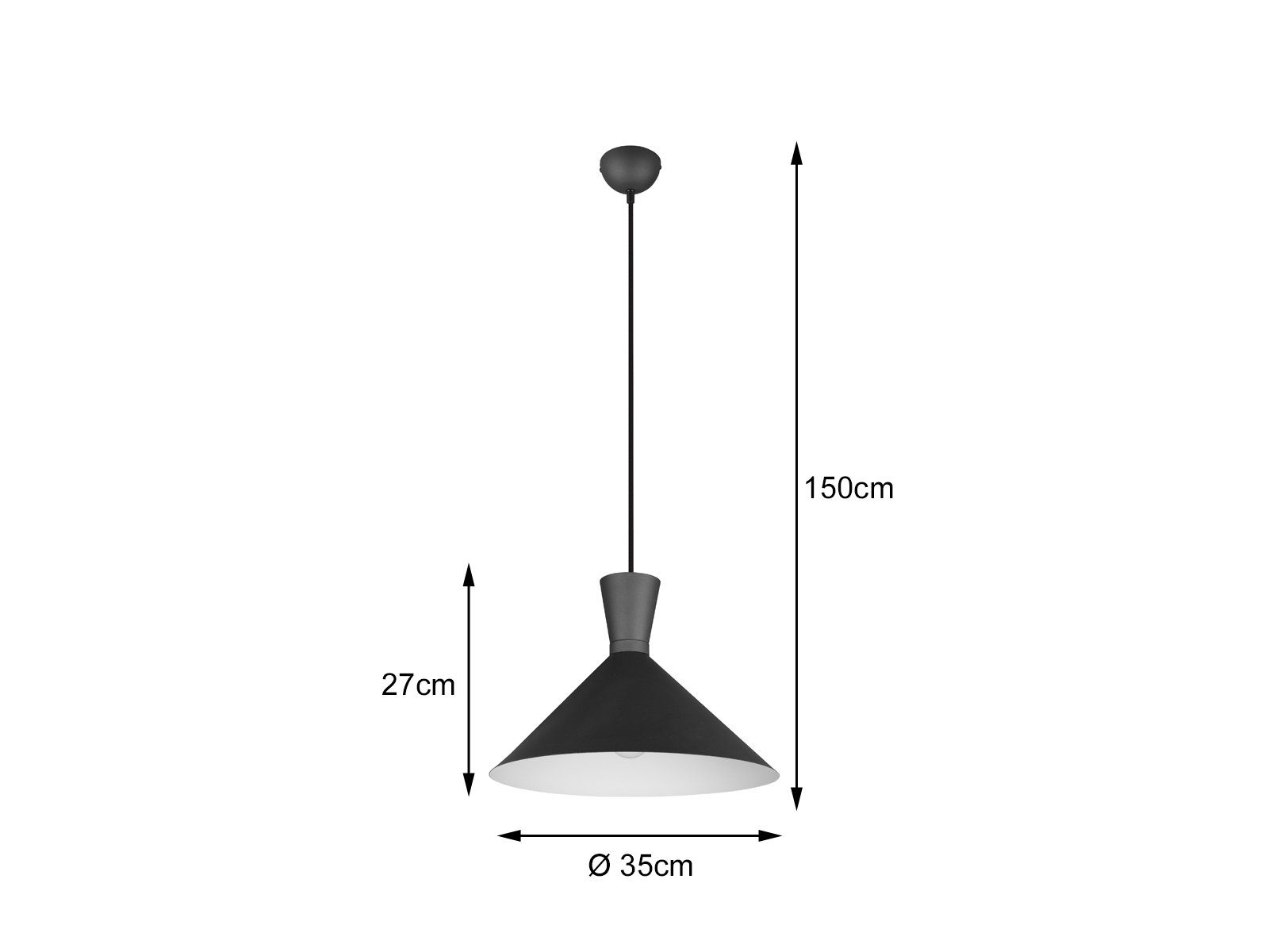 meineWunschleuchte LED für Ø Esstisch einflammig matt über-n Warmweiß, hängend Industrie-design Pendelleuchte, Dimmfunktion, Schwarz LED wechselbar, Schwarz 35cm