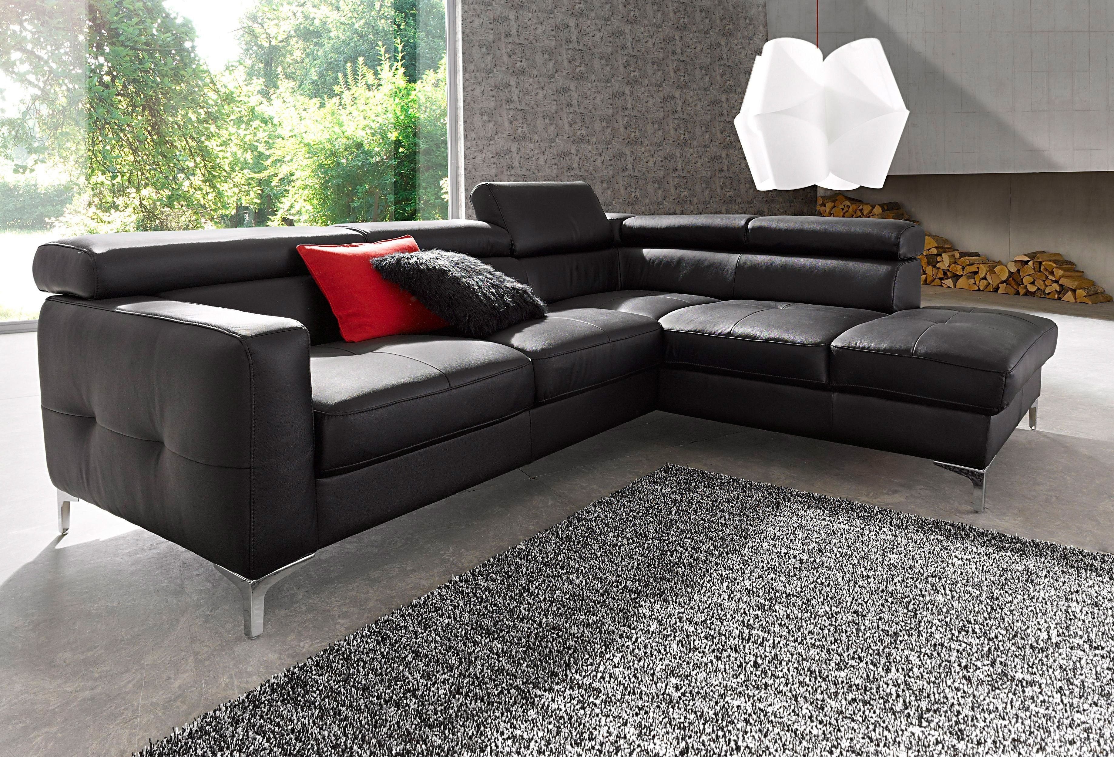 COTTA Polstergarnitur Sammy L-Form, (Set), Set bestehend aus: Ecksofa mit Kopfteilverstellung & Hocker