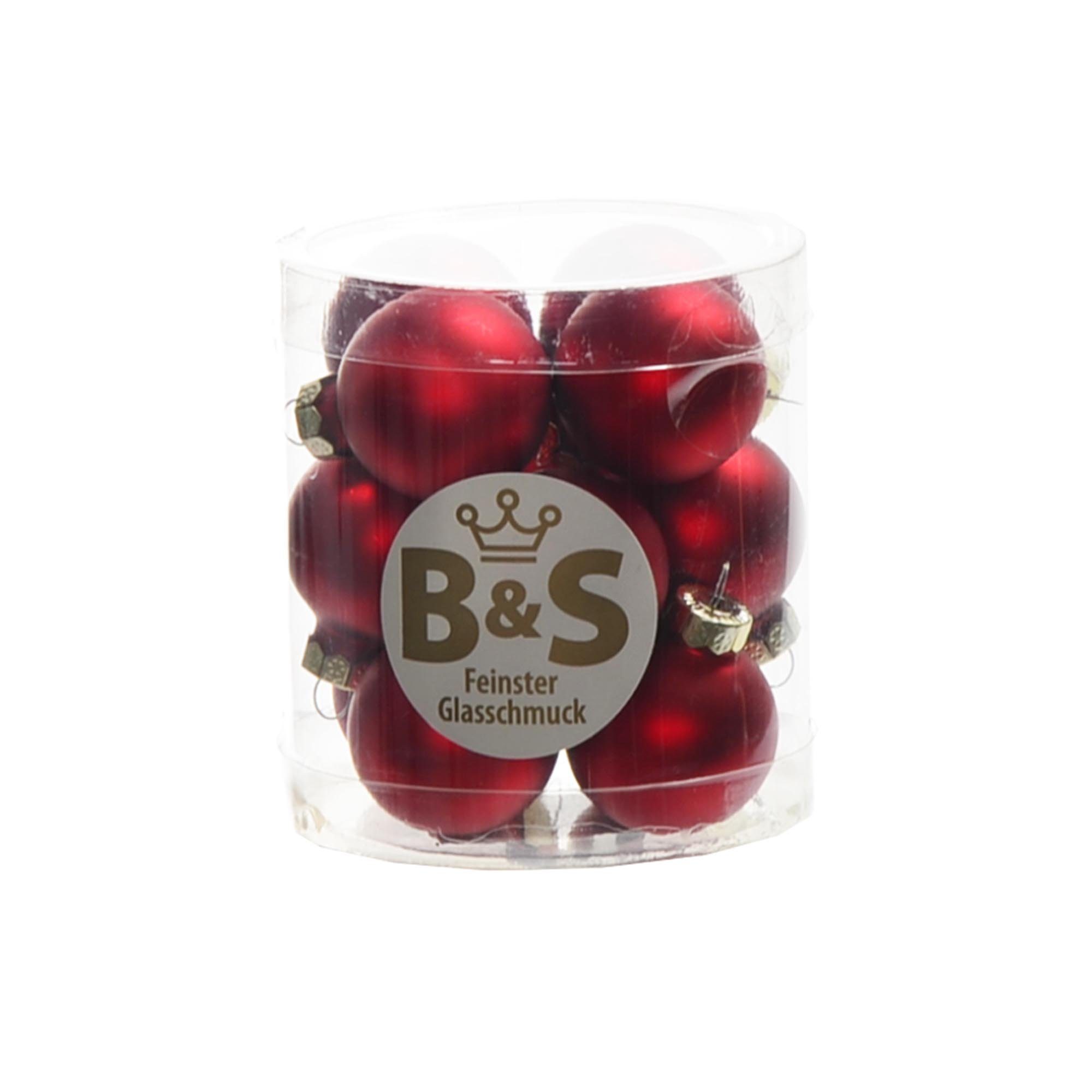B&S Weihnachtsbaumkugel Christbaumschmuck 12 Stück 3 Ø cm rot matt