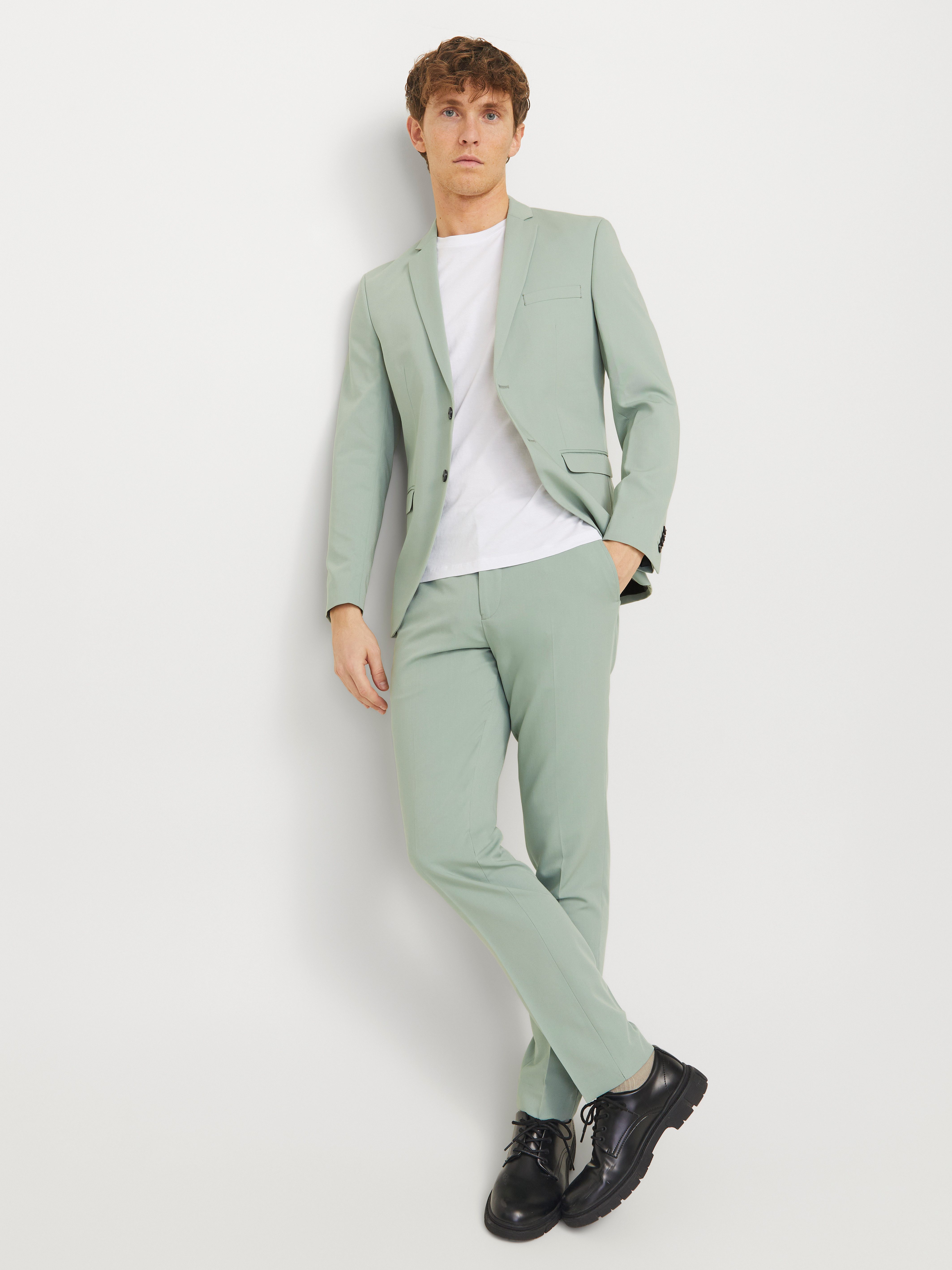 Jack & Jones Anzug JPRFRANCO Extra schmal, pflegeleicht, stilvoll mit fallendem Revers Materialmix, slim fit