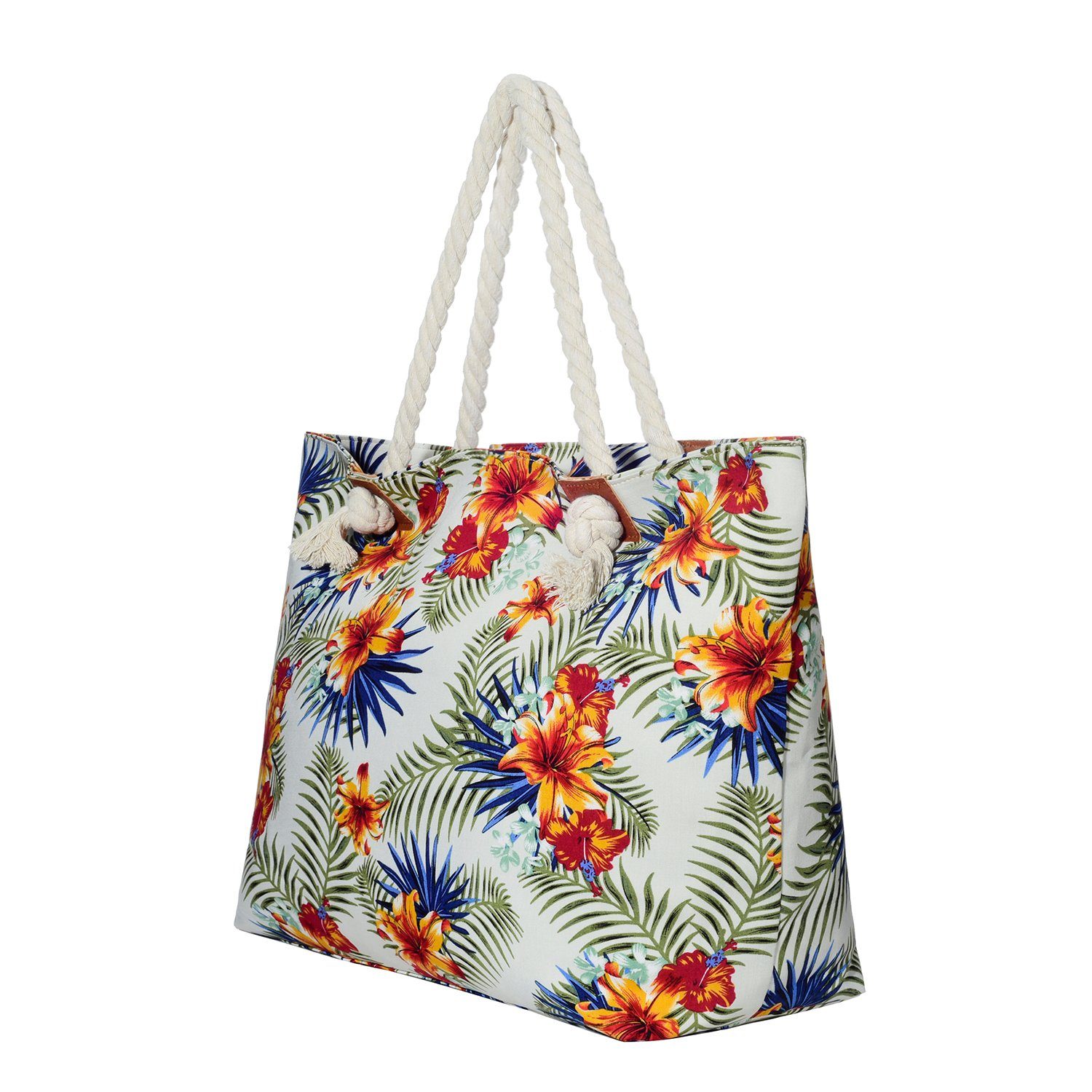 DonDon Strandtasche Shopper Life mit Motive Strandtasche, (2-tlg), Beach tolle Große tropical Style Reißverschluss, Schultertasche