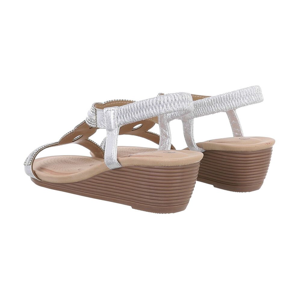 Ital-Design Elegante Wedge-Sandalen mit Komfort- und Stilelementen Keilsandalette (86016644) Keilabsatz/Wedge Keilsandaletten in Silber
