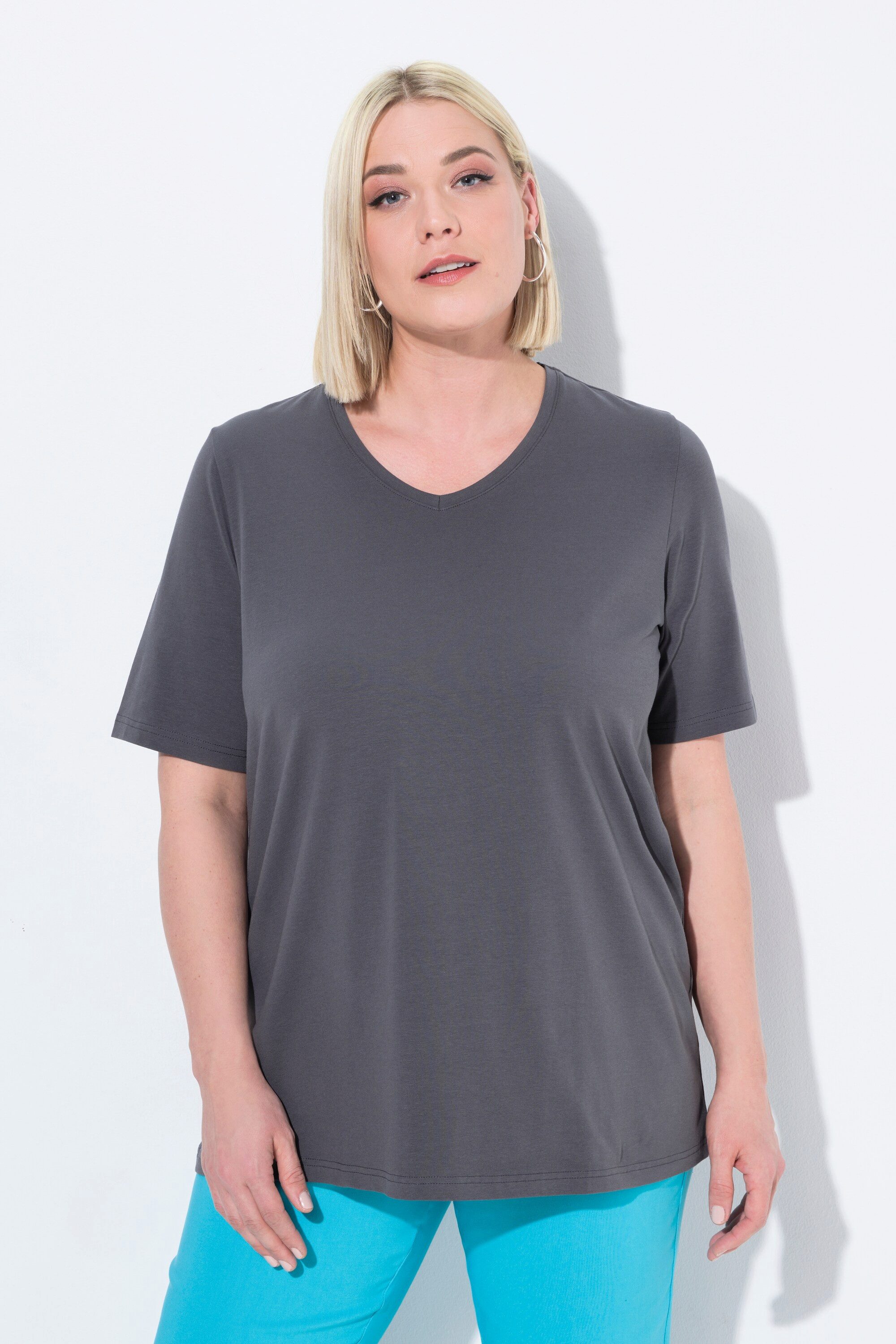 T-Shirt T-Shirt A-Linie V-Ausschnitt Halbarm