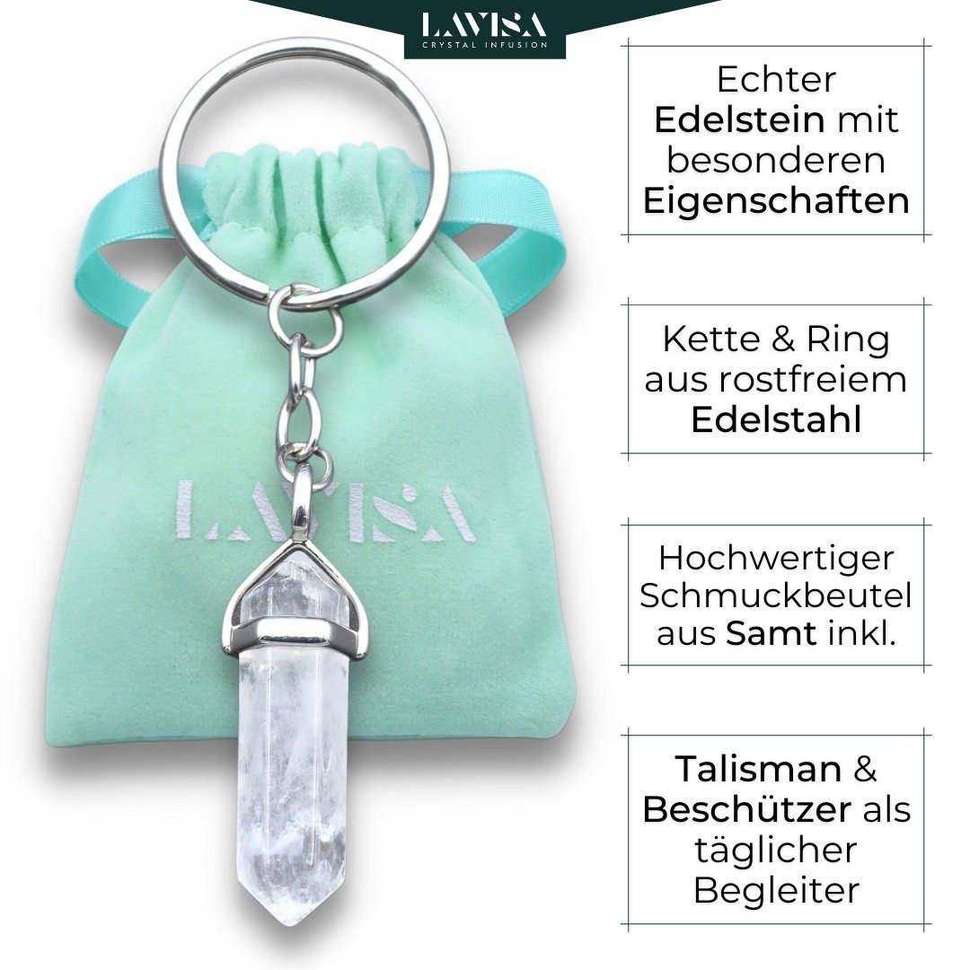 Bergkristall Edelstein Anhänger LAVISA Talisman Glücksbringer Naturstein - Schlüssel - -