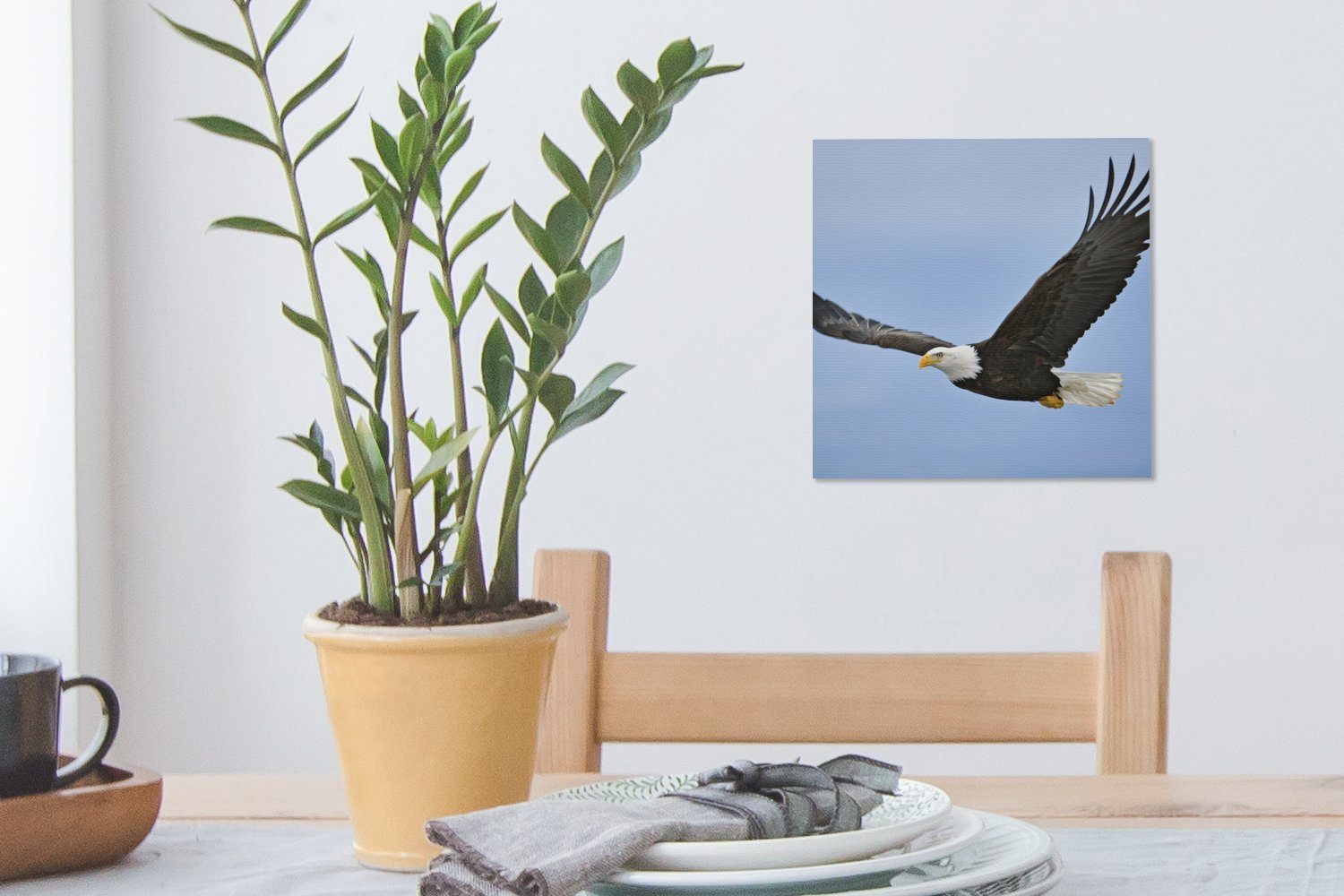 für Weißkopfseeadler, Leinwand Bilder Leinwandbild Wohnzimmer fliegender Ein St), (1 Schlafzimmer OneMillionCanvasses®