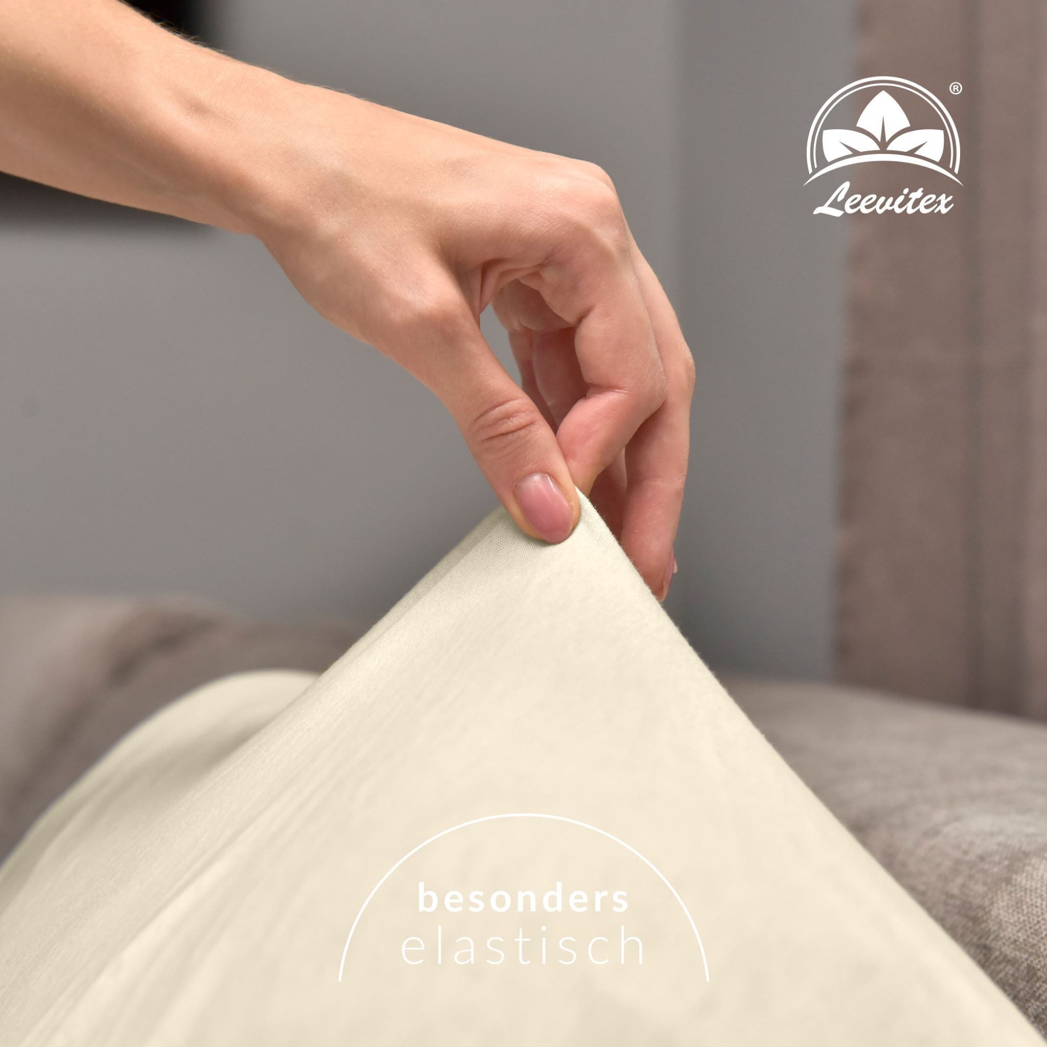 leevitex® Spannbettlaken verschiedene Größen, Stoffgewicht 170 g/m², 40 cm Steghöhe, Jersey, Gummizug: rundum, (1 Stück), verschiedene Farben, OEKO-TEX® STANDAR – Bild 3 von 5