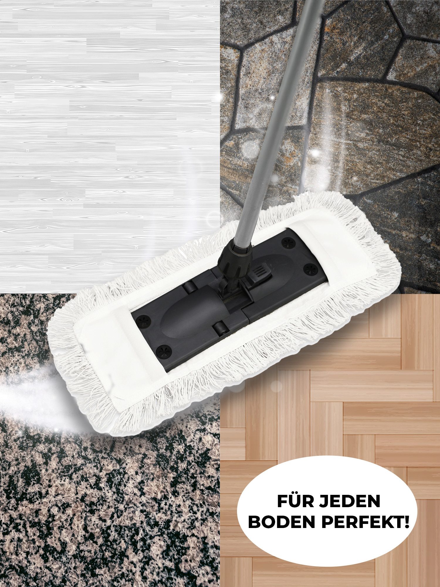Moppland Wischmopp Ersatzbezug Bodenwischer 40cm/50cm – Waschbar bis 90° Wischmopp-Ersatzkopf (50, Einzelartikel, 10-tlg., Wischmopp Ersatzbezug, Waschbar bis 90°C, saugstark, langlebige, wiederverwendbar, reusable)