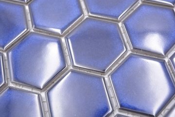Mosani Mosaikfliesen Keramikmosaik Mosaikfliesen kobaltblau glänzend / 10 Mosaikmatten
