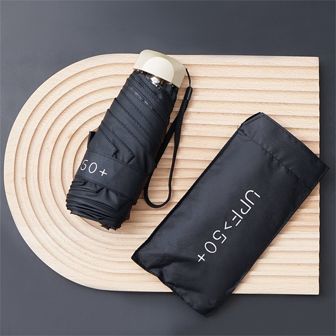 YOOdy~ Taschenregenschirm Mini Regenschirm Taschenschirme sonnenschirm UV-Schutzschirm Schwarz