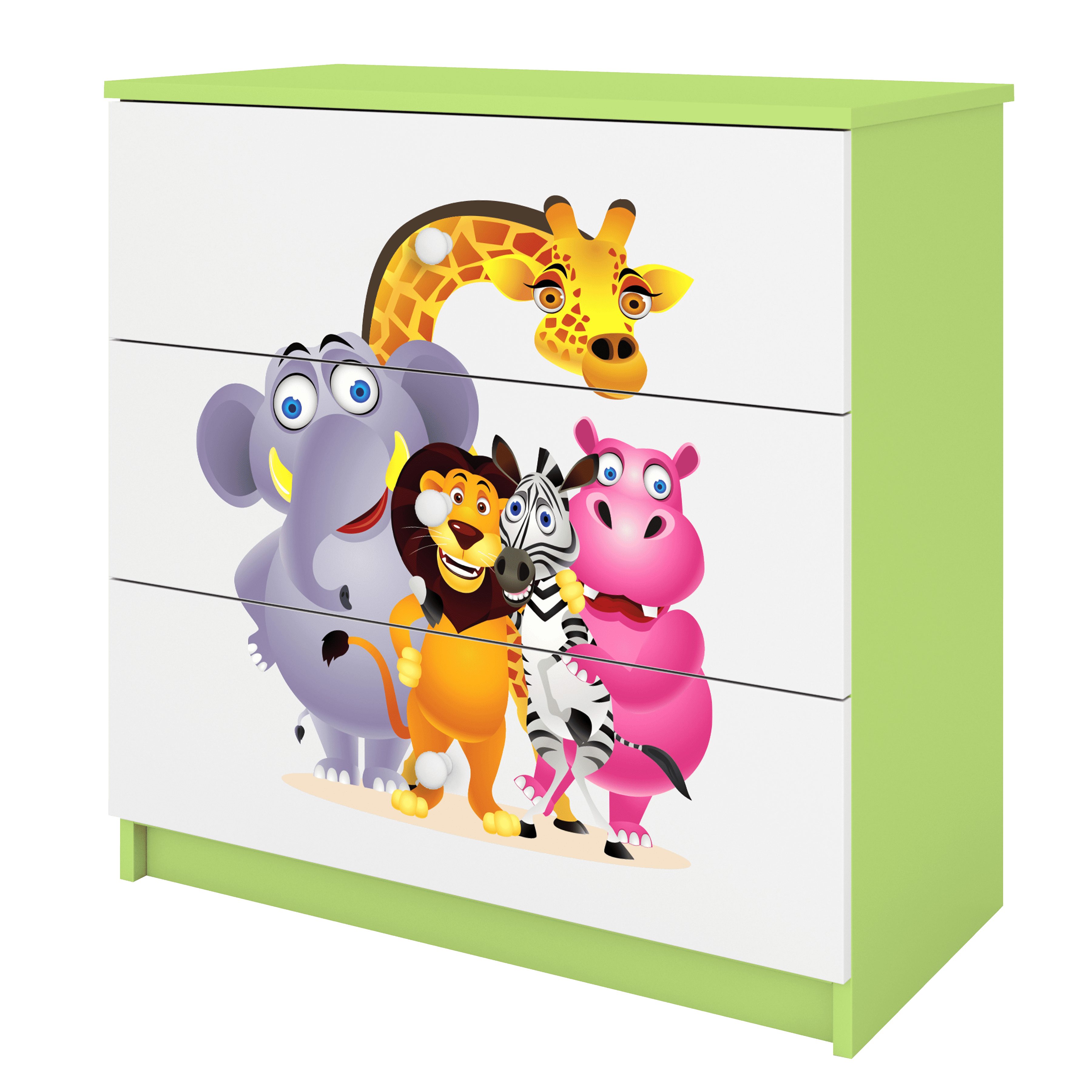 Raumhirsch Furniture Kinderregal Kinderkommode mit Tiermotiven, Spielzeugregal mit Schubladen - Kinderzimmermöbel, stabile Konstruktion, kindgerecht, verschiedene Farben & Designs