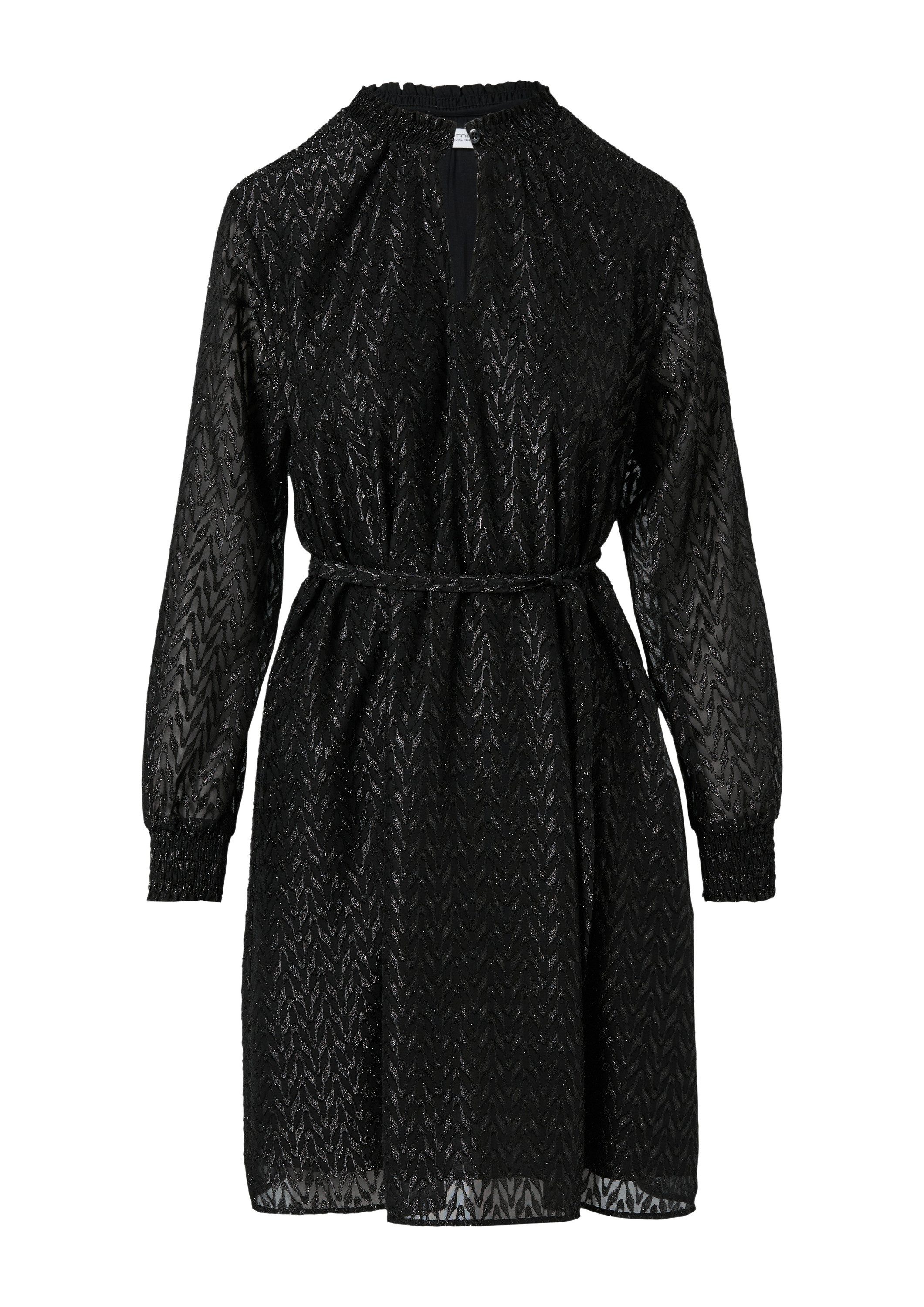 comma Minikleid Kleid Blusenkleid mit Transparenz-Effekt und Glitzergarn günstig online kaufen