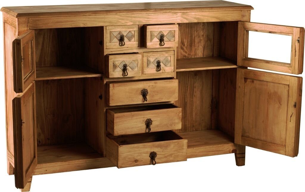 MiaMöbel Sideboard Mexico, aus massivem Pinienholz Honig