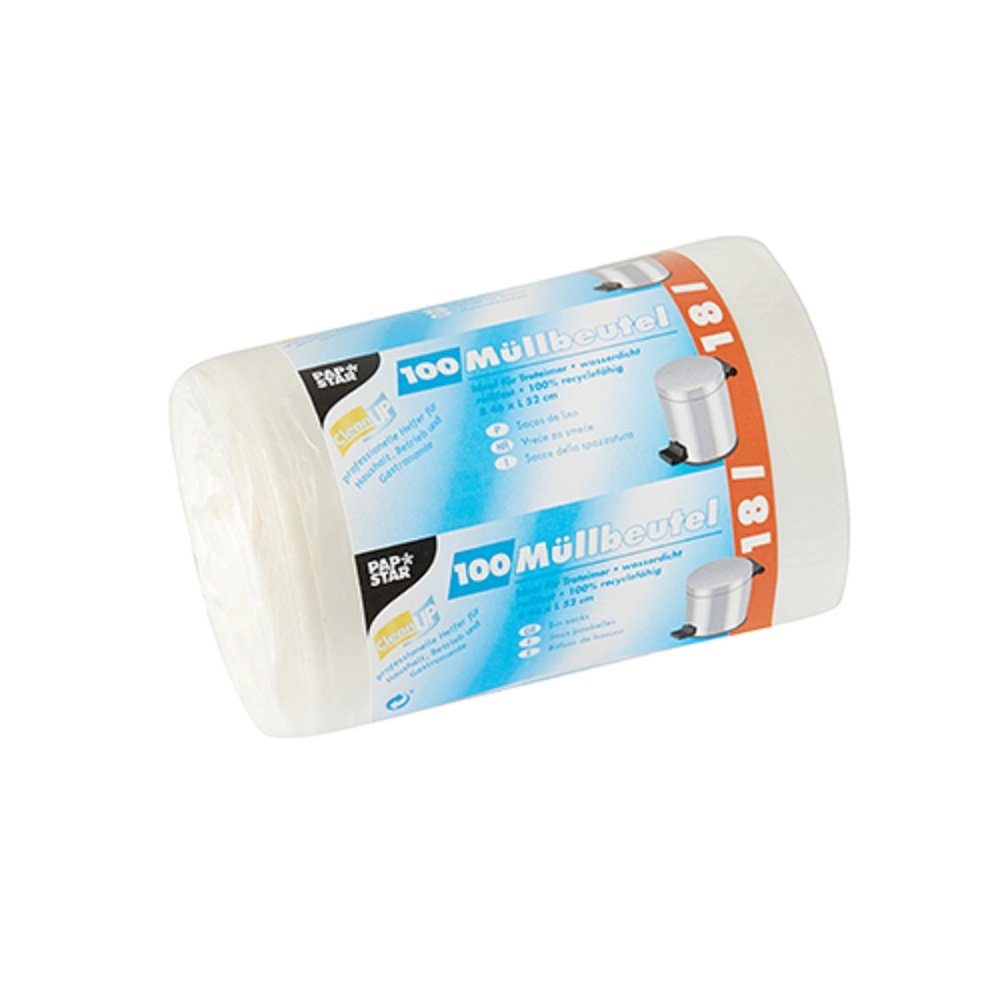 PAPSTAR GmbH Müllbeutel 900 Müllbeutel, HDPE 18 l 52 cm x 46 cm weiss