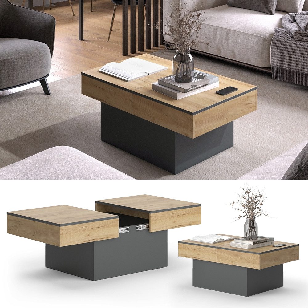 Vicco Couchtisch Boto, Anthrazit/Goldkraft Eiche, 95 günstig online kaufen