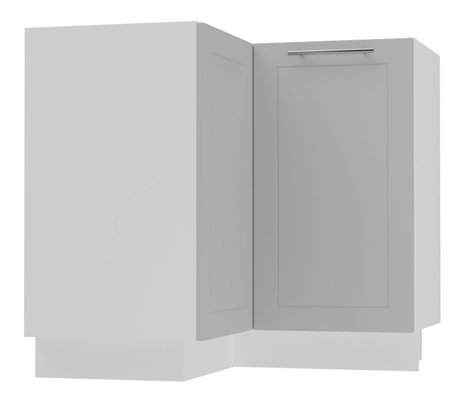 Feldmann-Wohnen Eckschrank Bari (D12/90, 2-türig, ohne Einlegeboden, 1-St., moderne Kassettenoptik, lackierte Fronten, Stellmaß 90x90cm) weiß / RAL 7040 fenstergrau matt