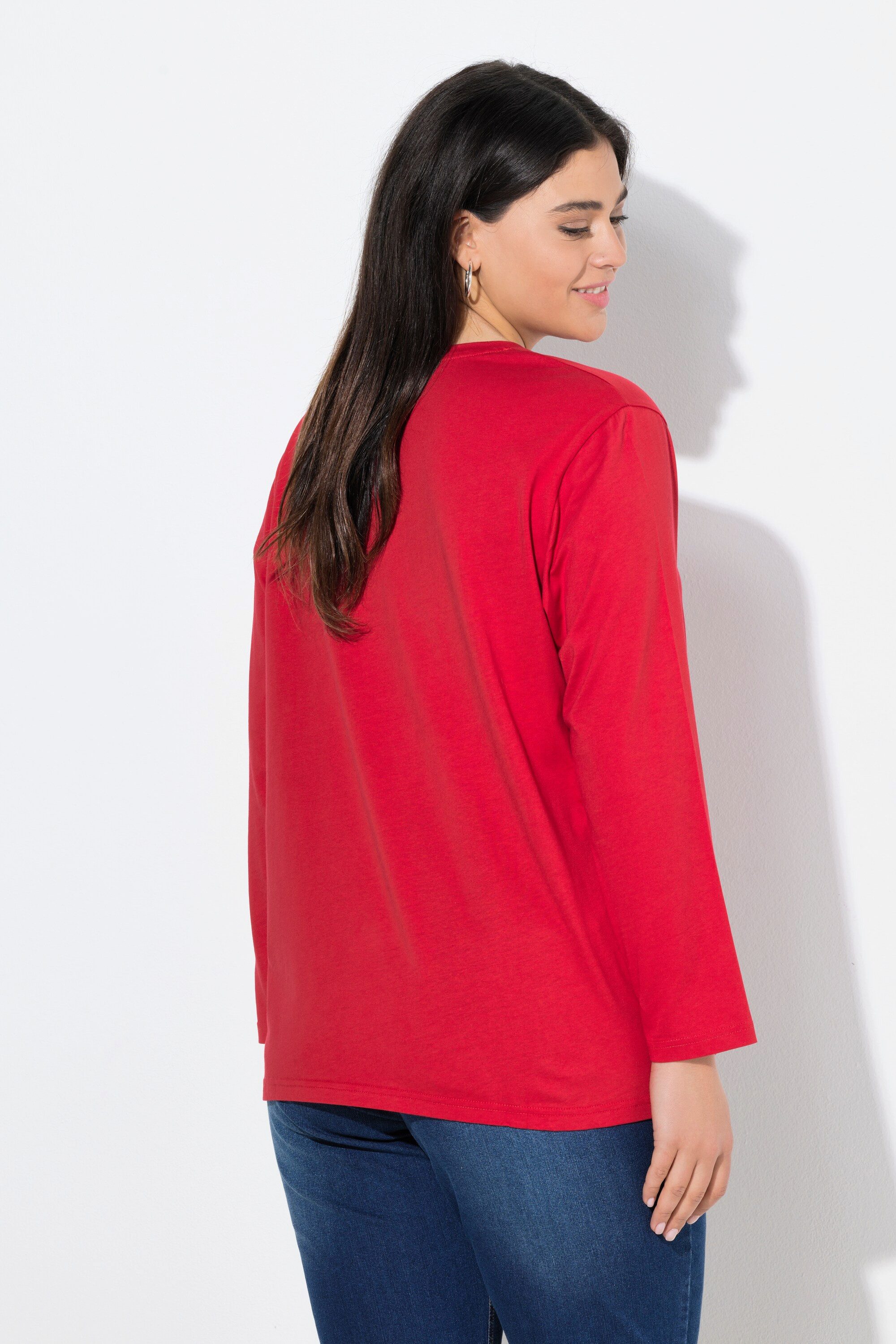 Ulla Popken T-Shirt Shirt Relaxed Rundhalsausschnitt Langarm