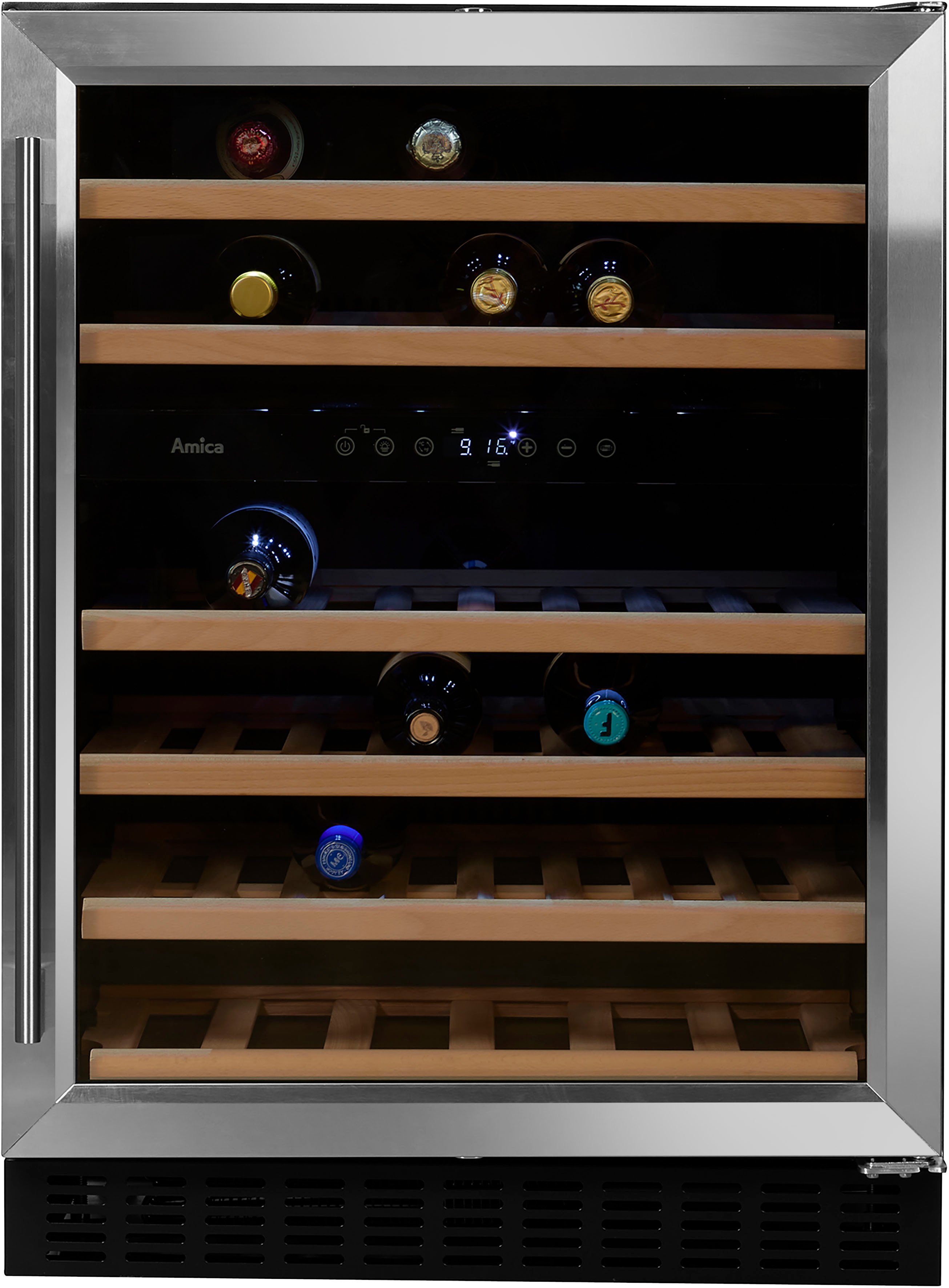 0,75l, WK Weintemperierschrank mit Dreifach verglaste Standkühlschrank, 46 Tür Amica 111 Standardflaschen á 341 E,für UV-Schutz (Rauchglas)
