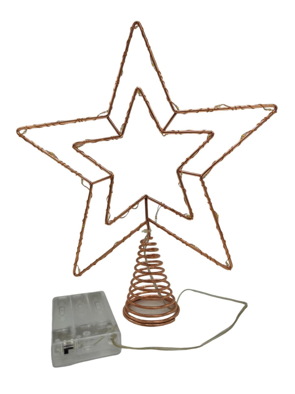 beleuchtet HMH x LED´s 25cm, (1-tlg), 30 Weihnachtsbaumspitze warmweiße LED Stern 30cm Christbaumkrone Christbaumspitze
