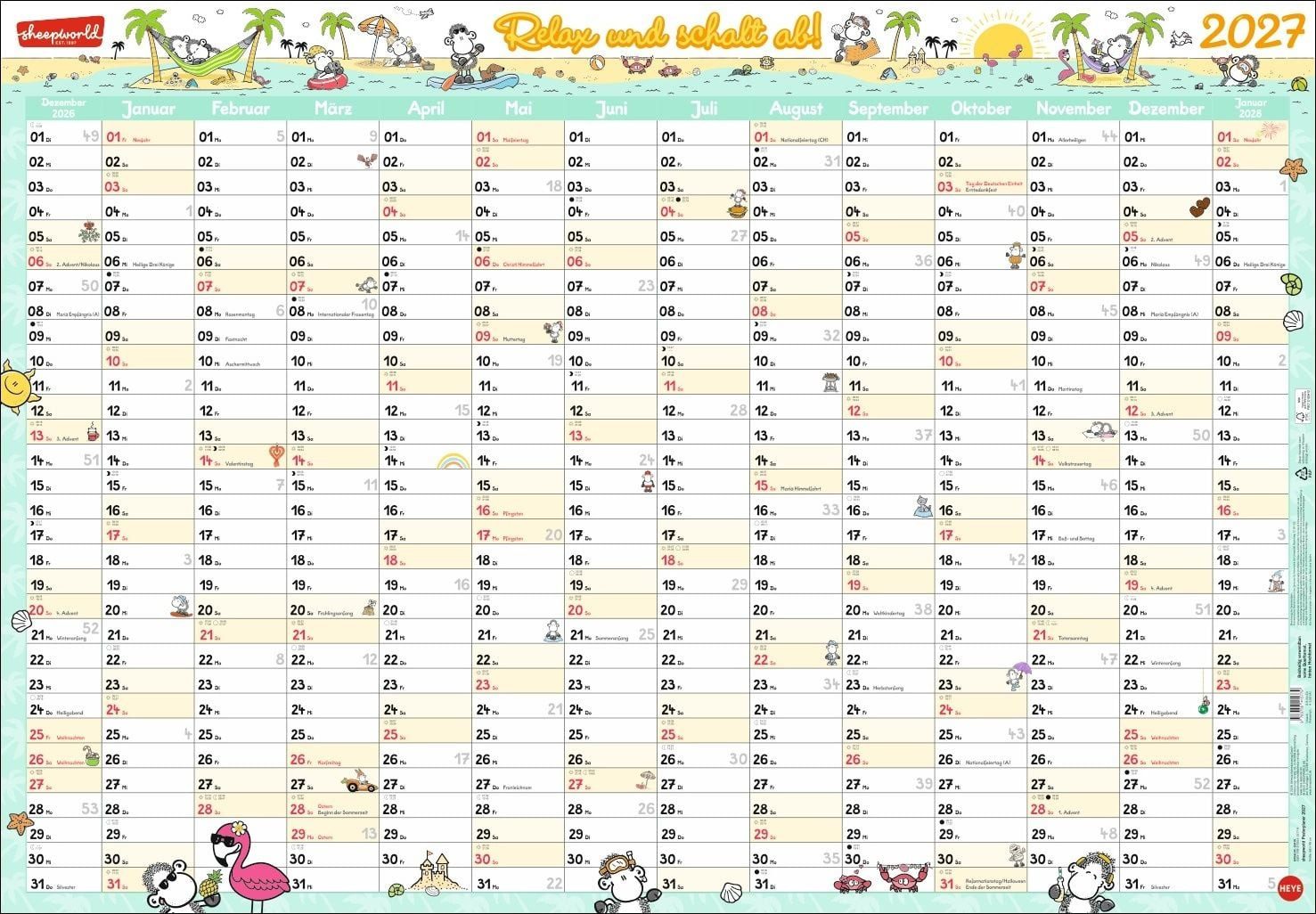 HEYE Wandkalender sheepworld Posterplaner 2027