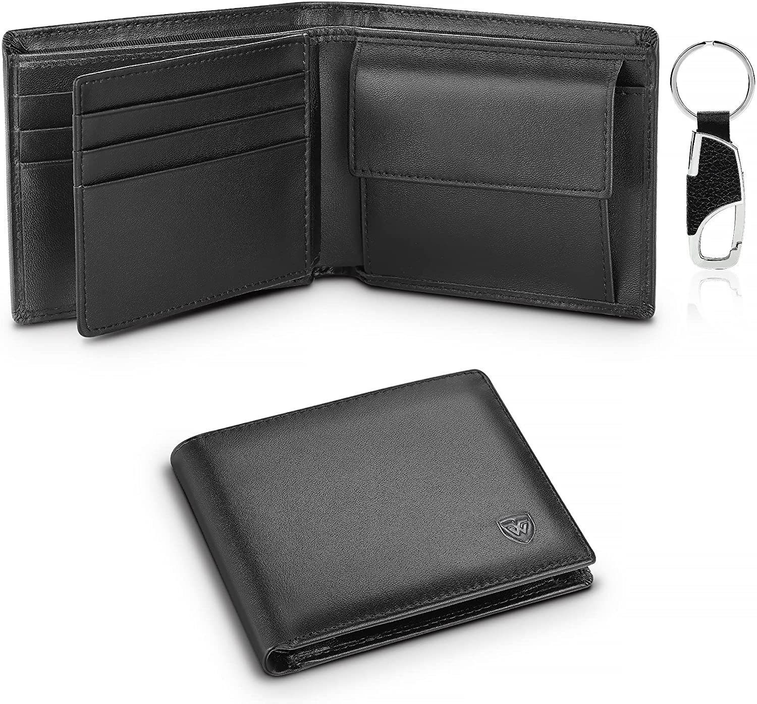 TEEHON Geldbörse Herrengeldbörse aus reinem schwarzen Leder, RFID Herrenmode Portemonnaie aus Leder.
