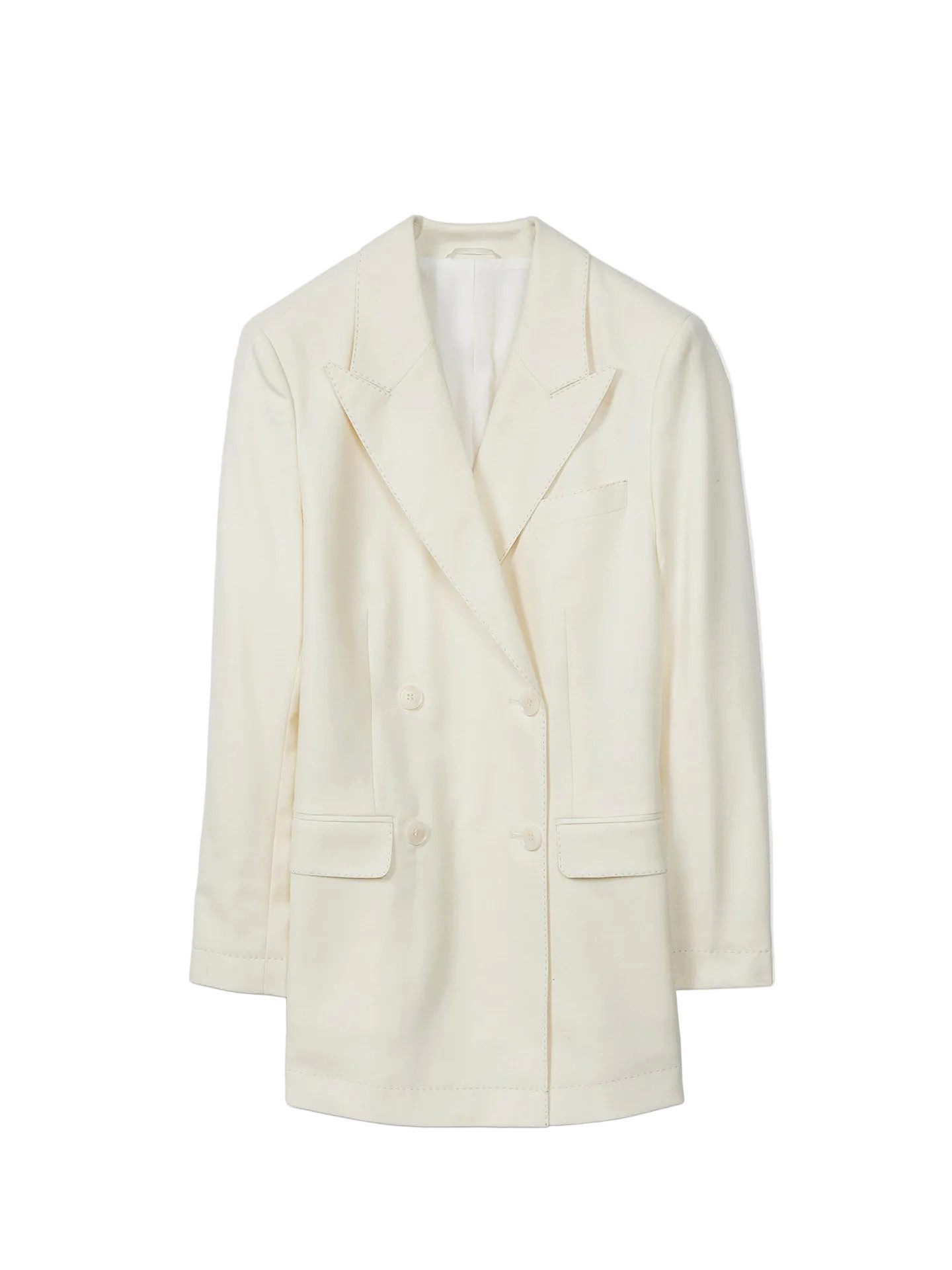 GOBI Cashmere Blusenblazer Naturfarbe Kaschmir Zweireiher-Blazer