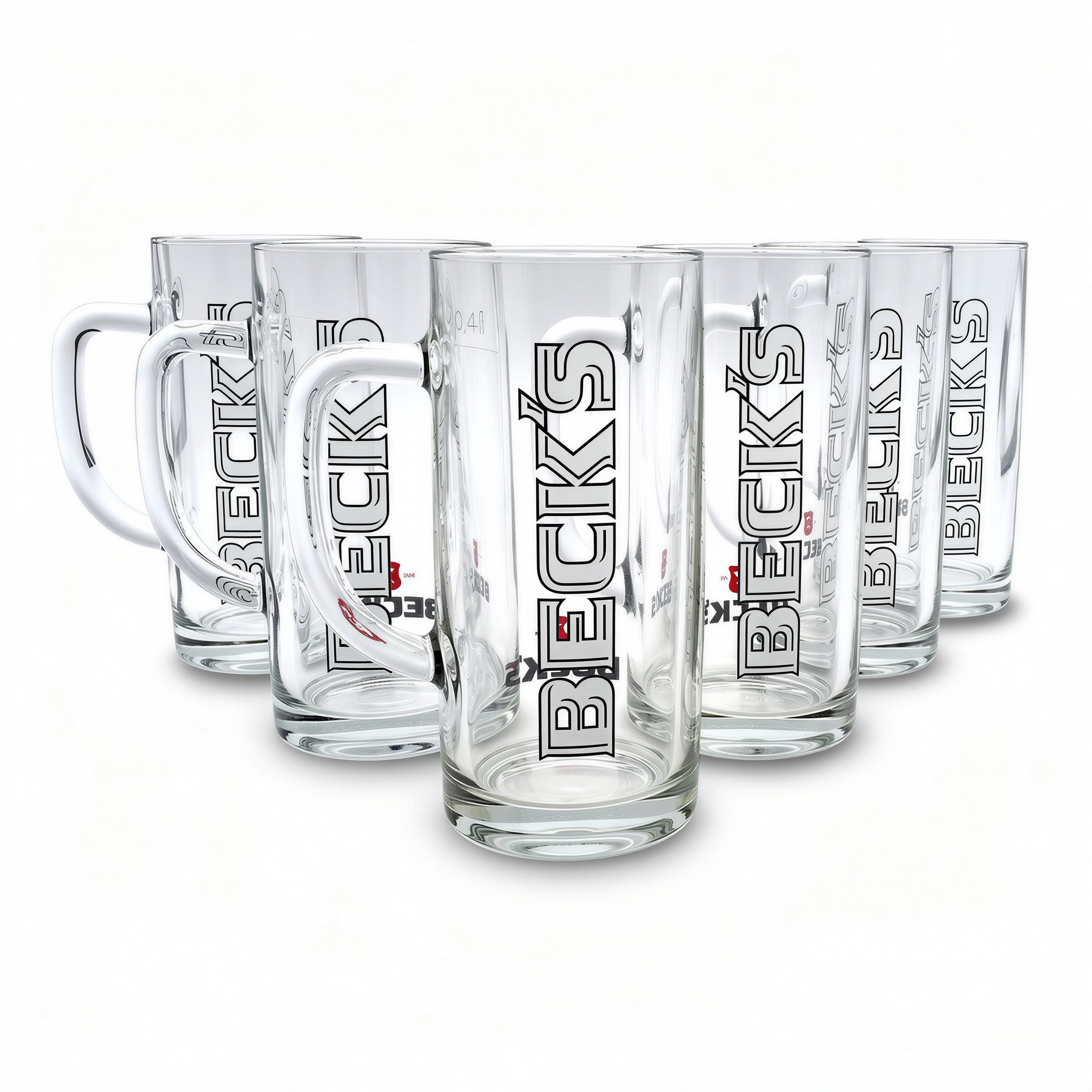 Beck´s Bierkrug Vegas 0,4 l Glas – Klassischer Bierkrug für Pils, Helles & mehr, 6-tlg., Robust. Klassisch. Authentisch.