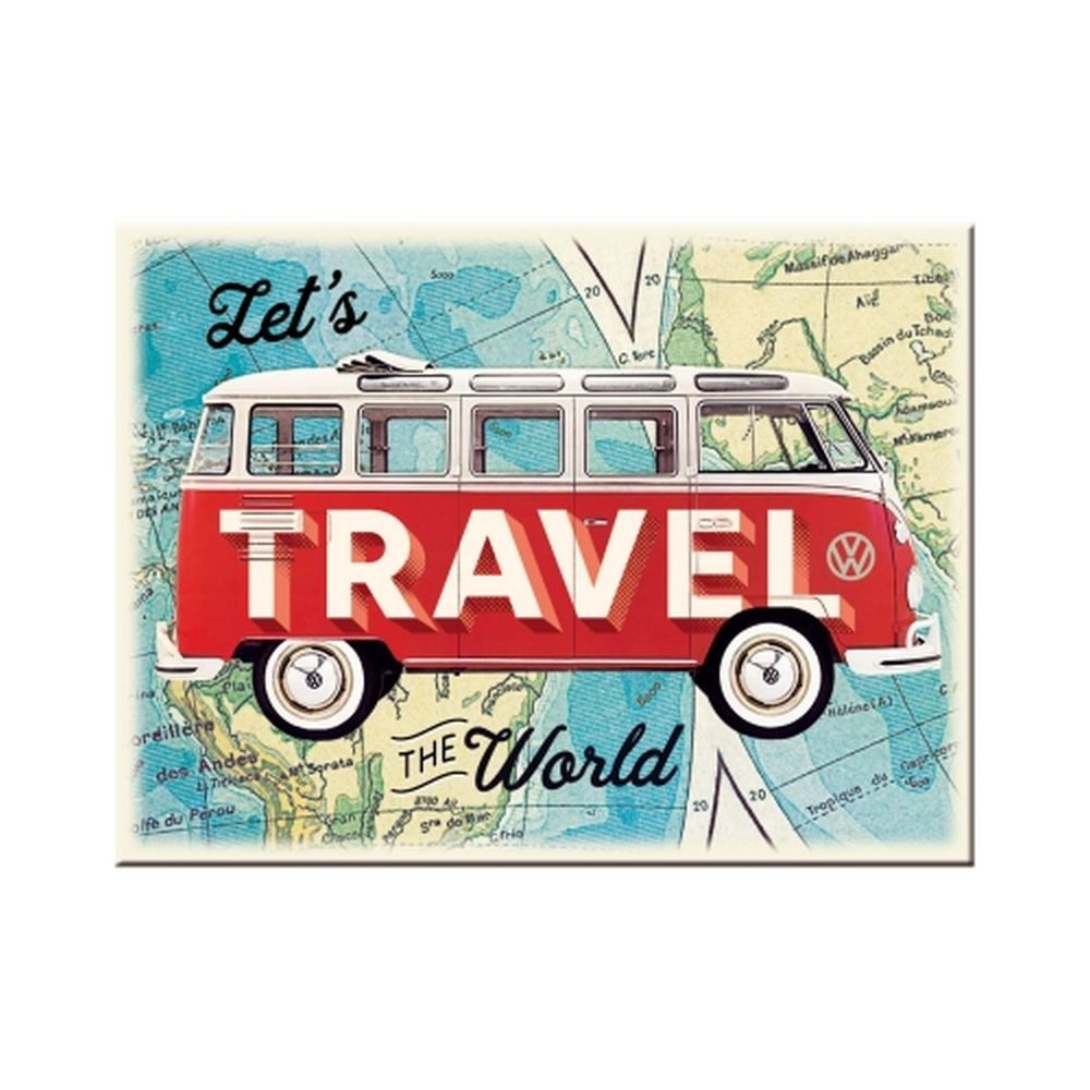 Nostalgic-Art Magnet Magnet 6 x 8 cm - VW Bulli - Let's Travel The World