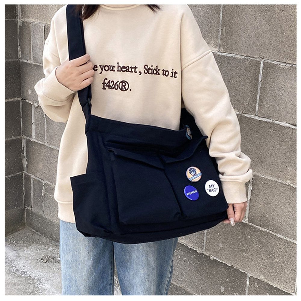 Coonoor Schultertasche Canvas Messenger Bag Umhängetasche Crossbody Schulter Tote Hobo Bag, für Frauen und Männer - Große Tasche mit mehreren Fächern