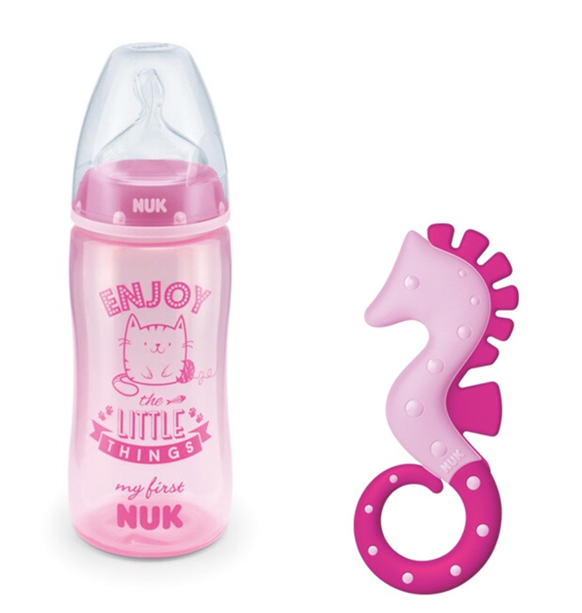Babyflasche NUK Set All Stages Beißring Babyflasche Mamadeira My First Rosa 300ml