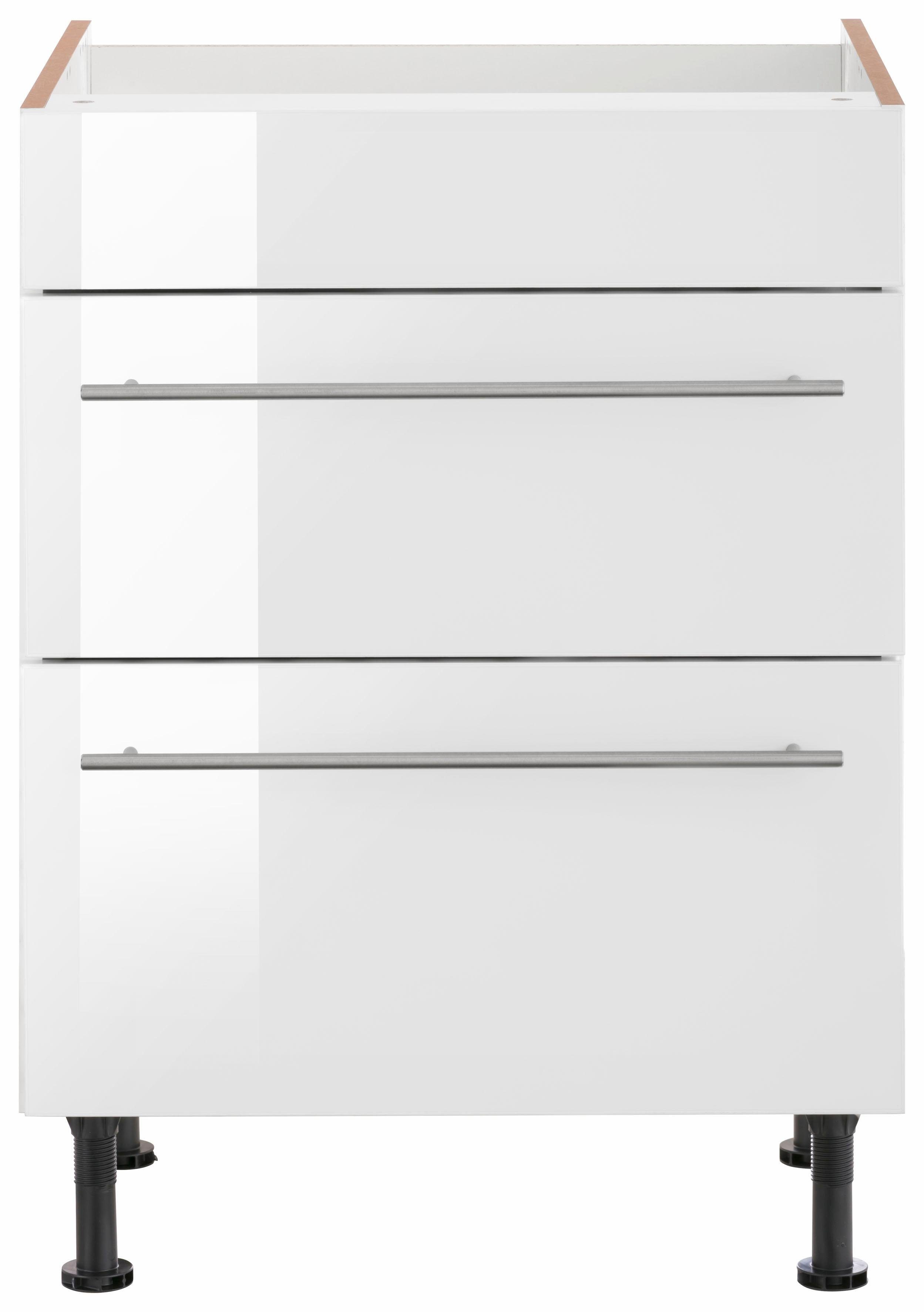 OPTIFIT Kochfeldumbauschrank Bern breit, höhenverstellbare Hochglanz/weiß cm 2 weiß weiß | mit mit Auszügen, 60 Füße