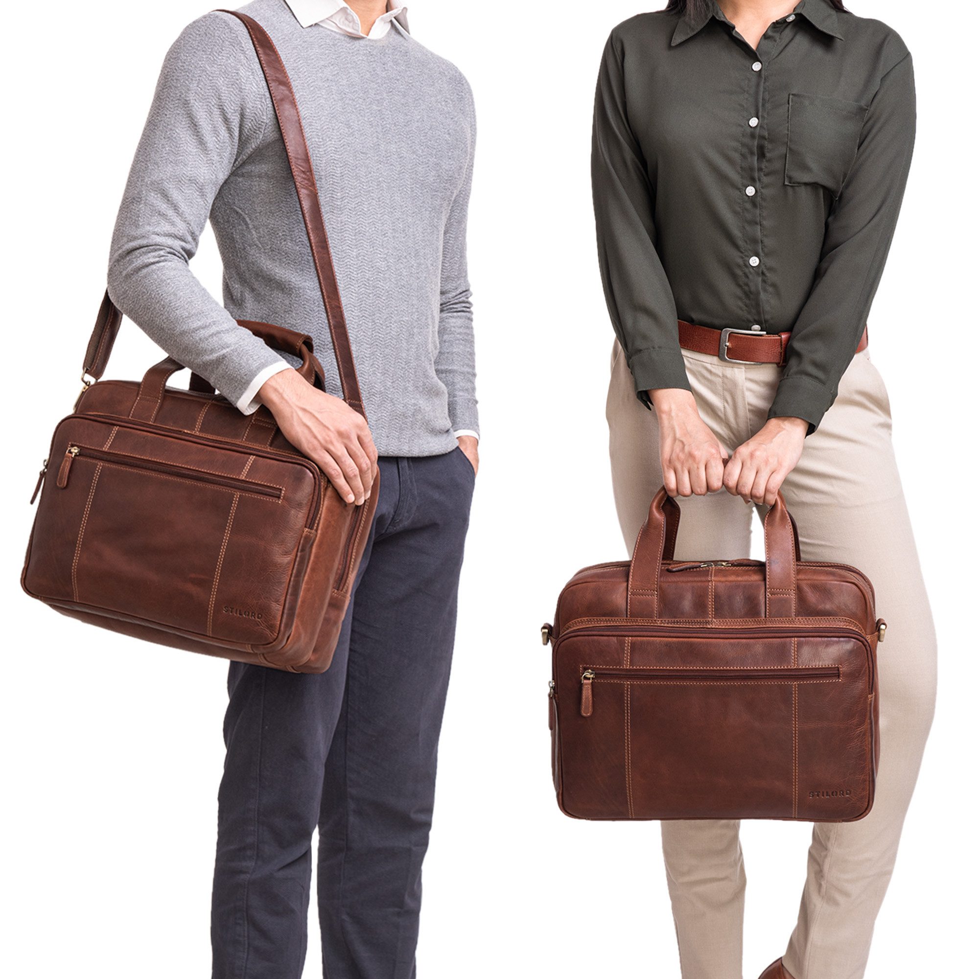 STILORD Aktentasche "Experience" XL Aktentasche Leder Herren Große 15,6 Zoll Laptoptasche