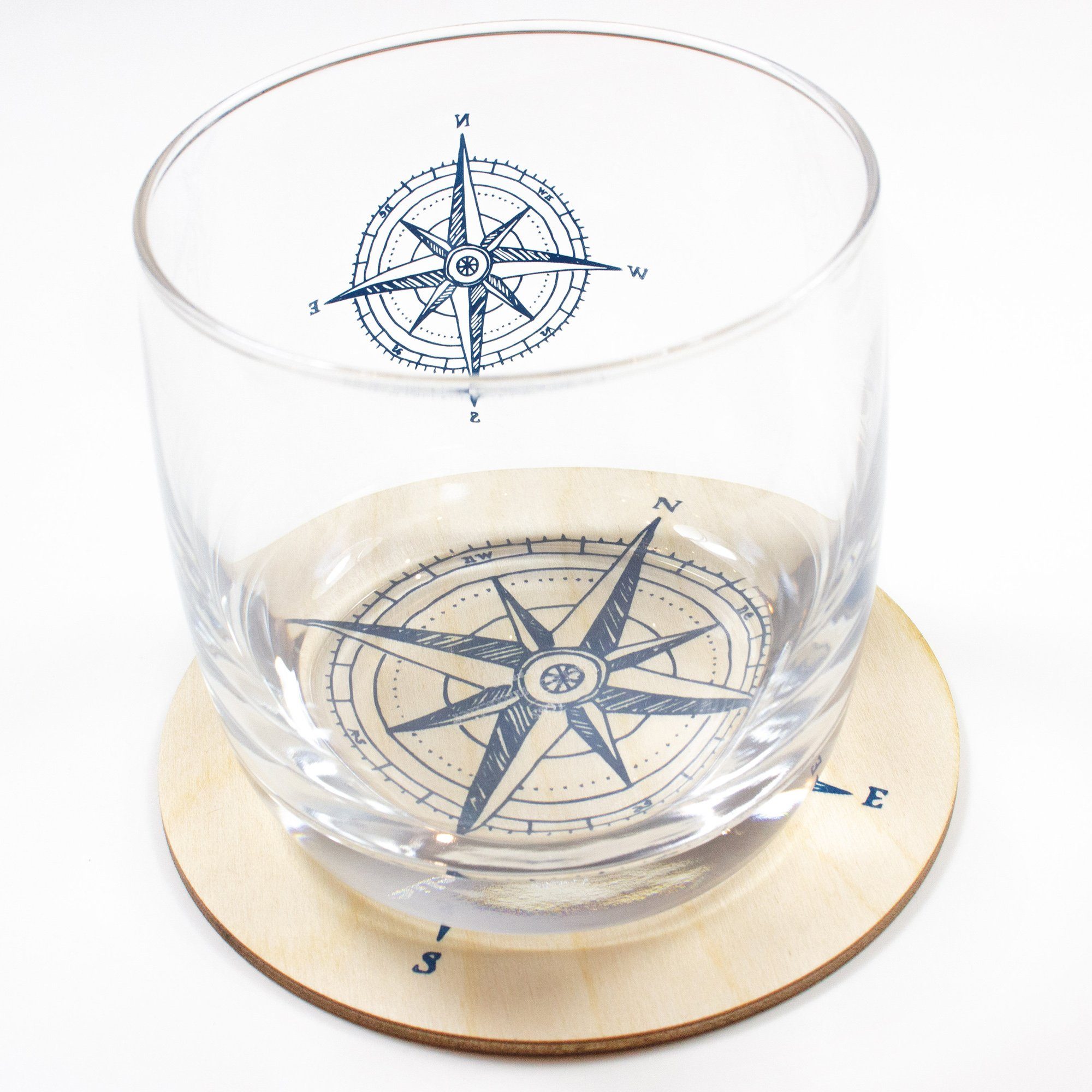 Kompass Untersetzer Hummingbird & Bow Glasuntersetzer