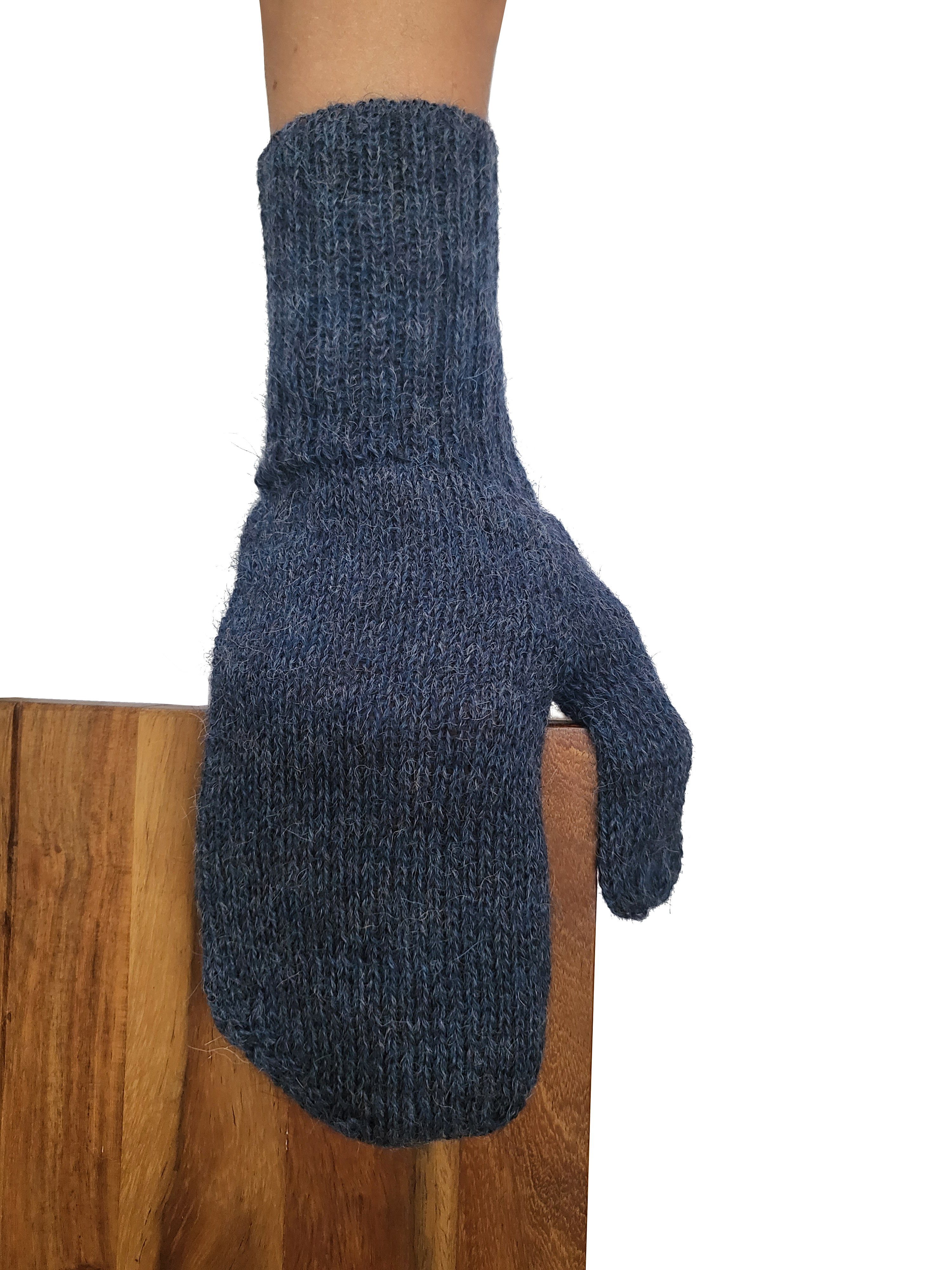 Posh Gear Fäustlinge Alpaka Handschuhe Pugnoguanti Damen Herren aus 100% Alpakawolle dunkel blau