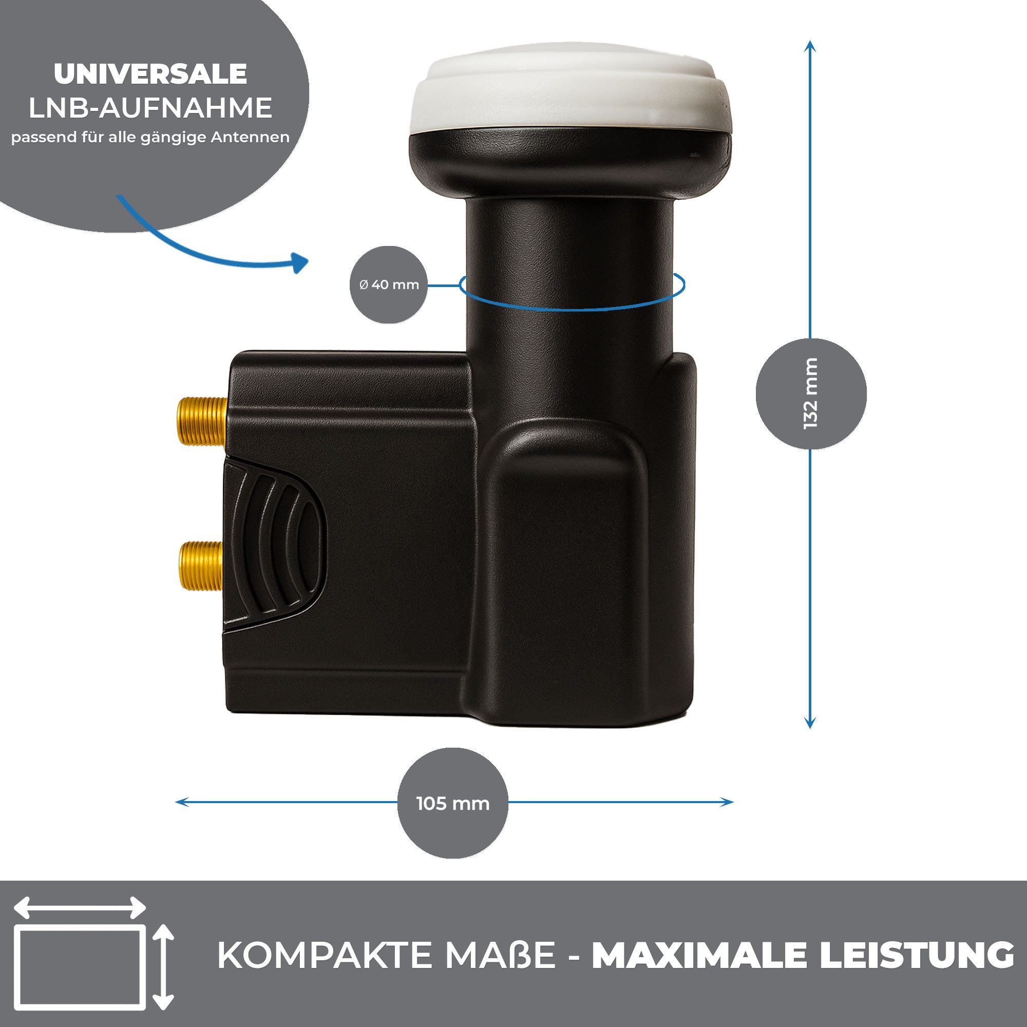 PremiumX Deluxe Twin LNB PLL SAT für 2 Teilnehmer DVB-S2 HD UHD 4K Monoblock-LNB