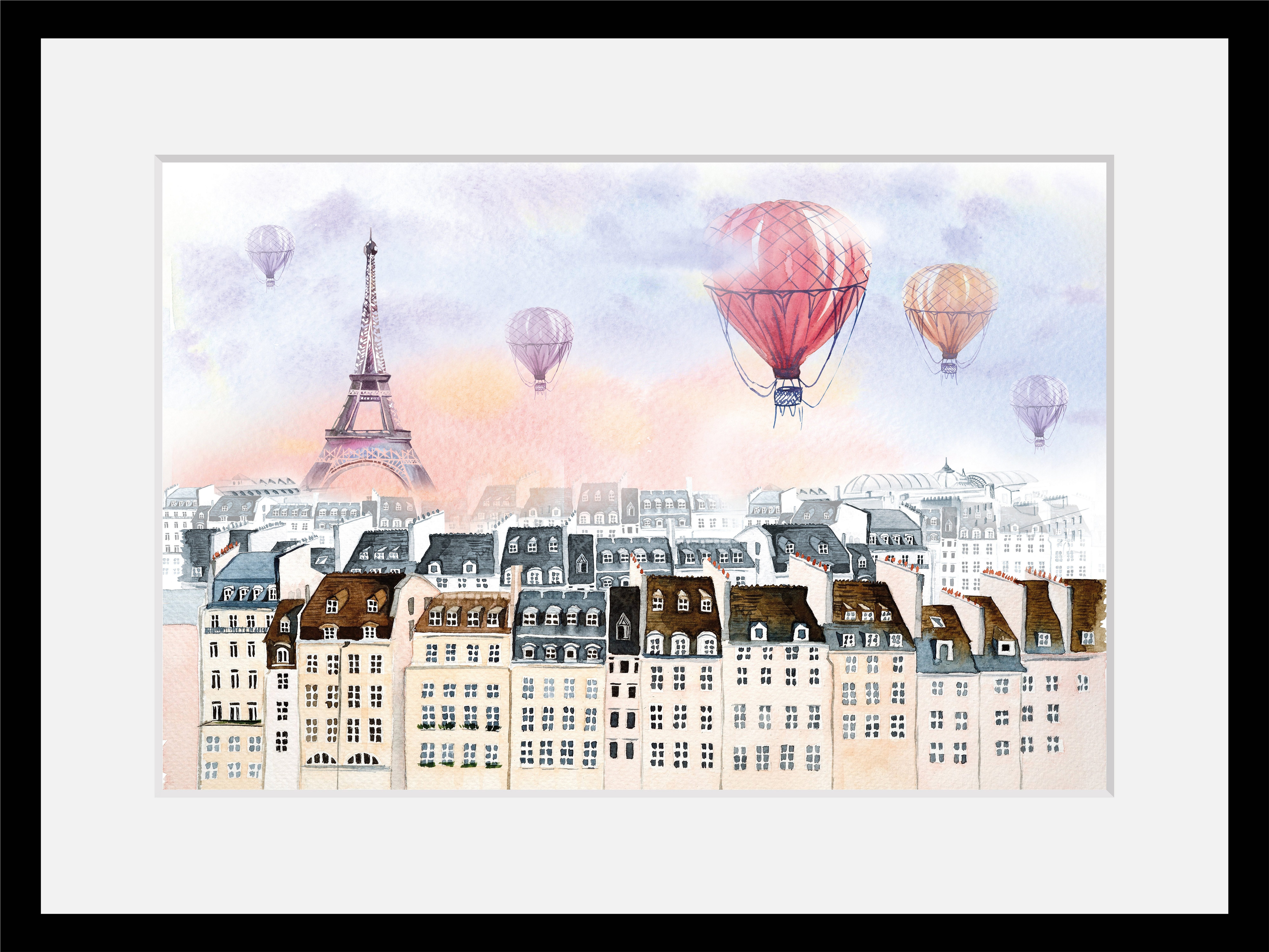 queence Bild Heißluftballon in Frankreich, Architektonische Elemente, Ballonfahren, Gebäude, Heißluftballon, Paris, Stadt, HD Premium Poster-Druck inkl. Holzrahmen