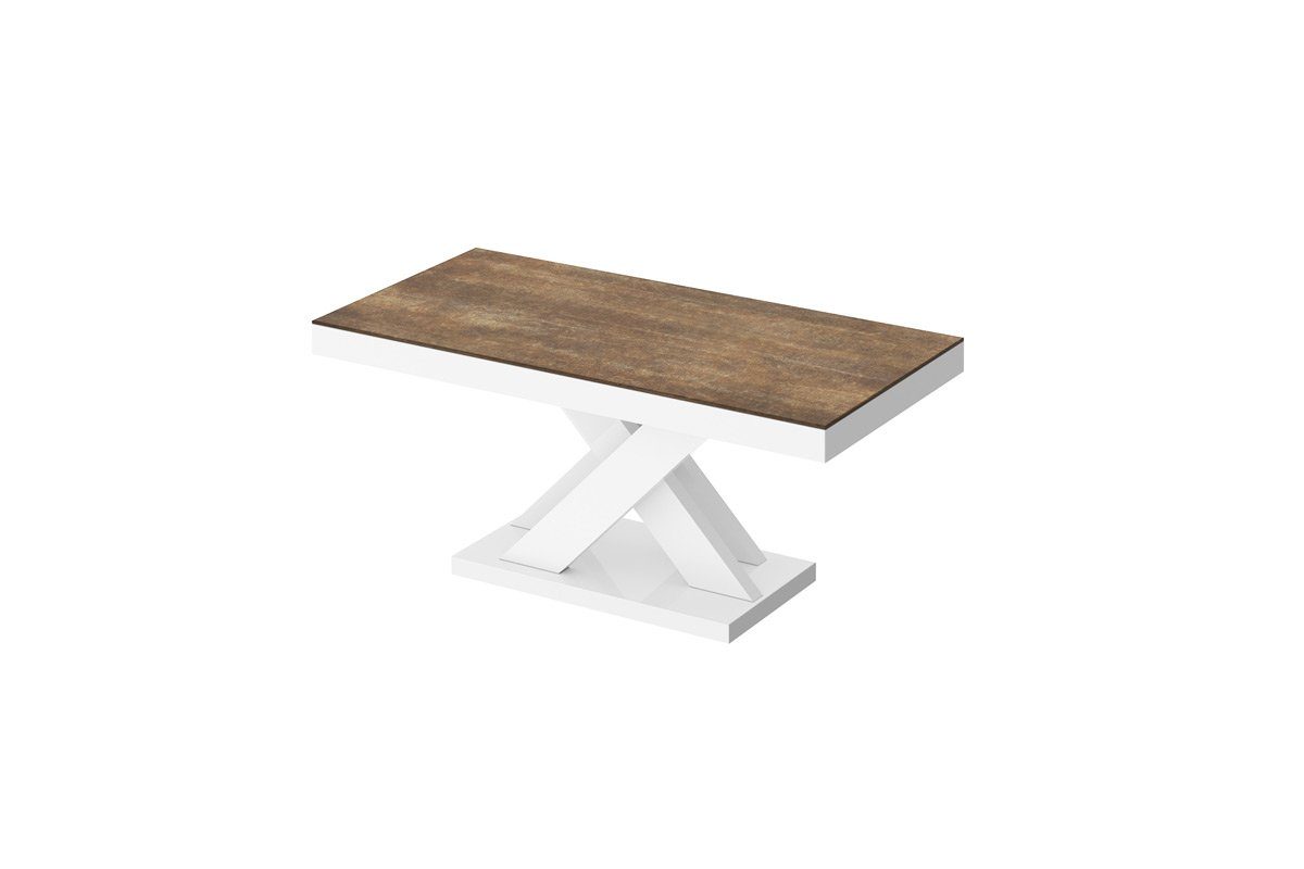 designimpex Couchtisch Design XLU-888 Rostoptik Weiß - Hochglanz Wohnzimmertisch Tisch matt