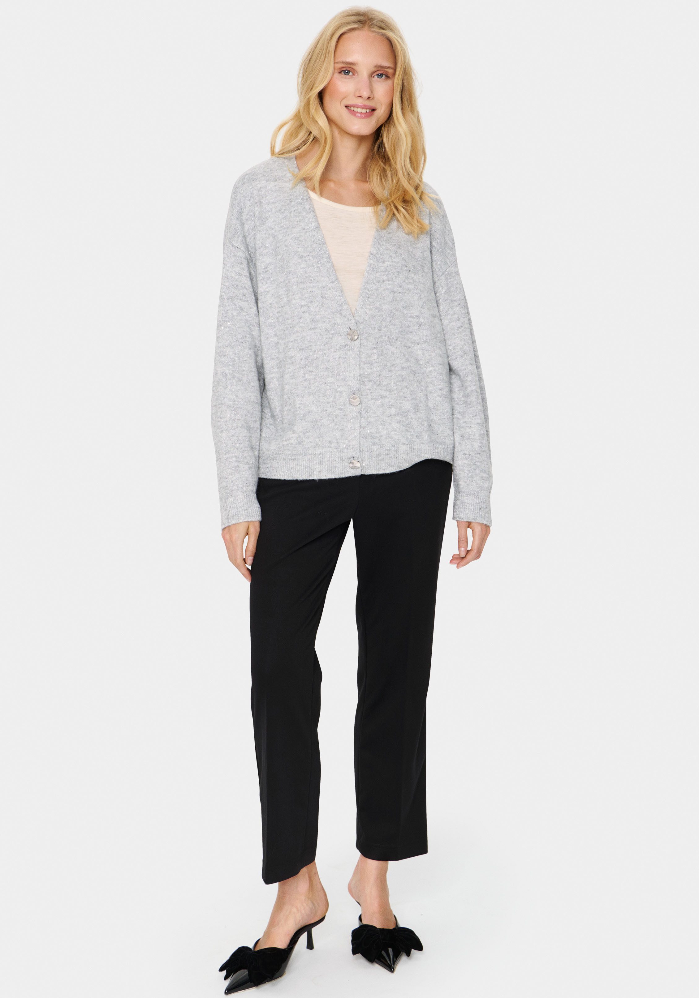 Saint Tropez Strickjacke HayaSZ Cardigan aus Glitzergarn