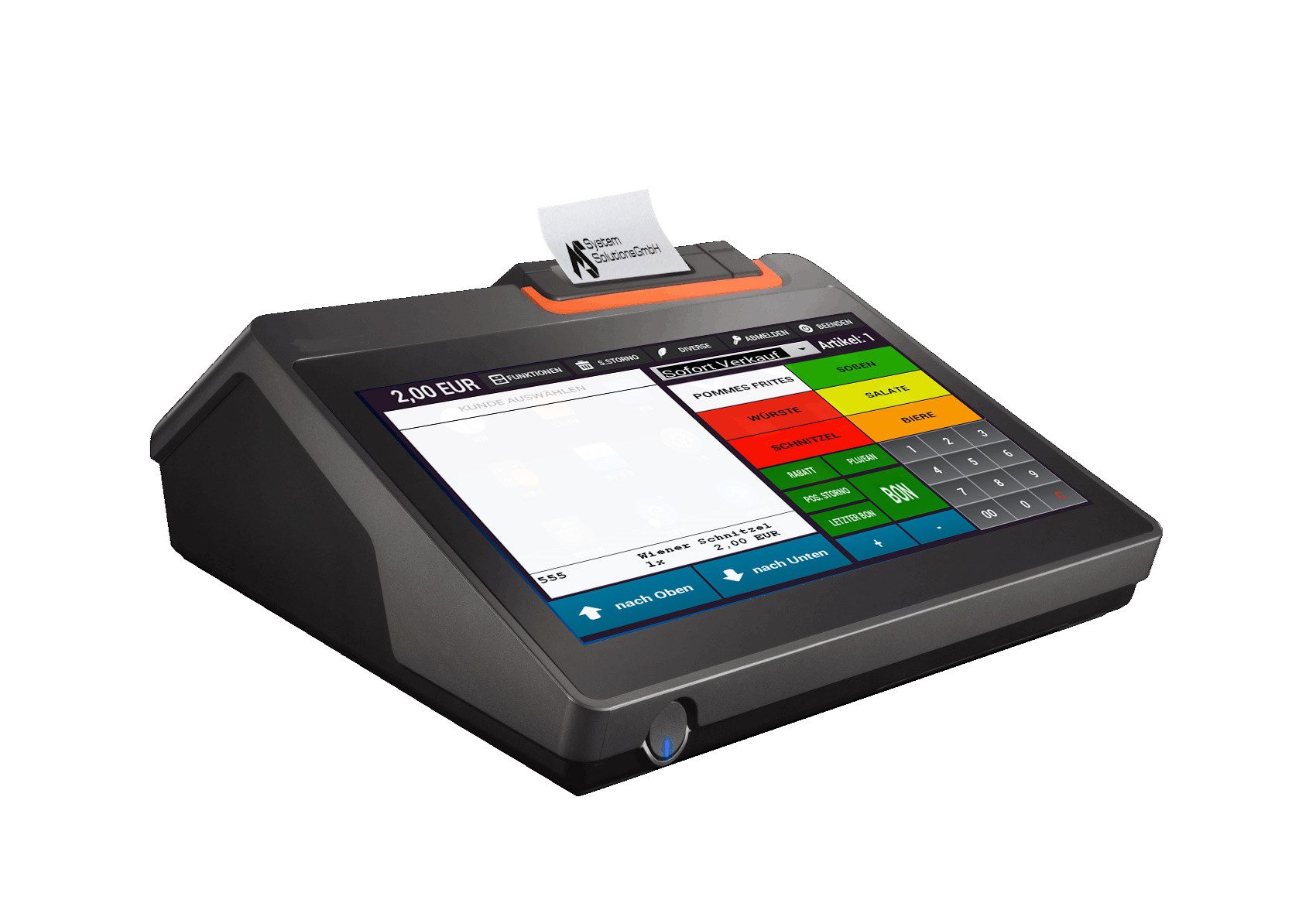 BlitzKasse Kassensystem 10" All-in-ONE MINI Kasse für GASTRONOMIE: Restaurant Bar Cafe