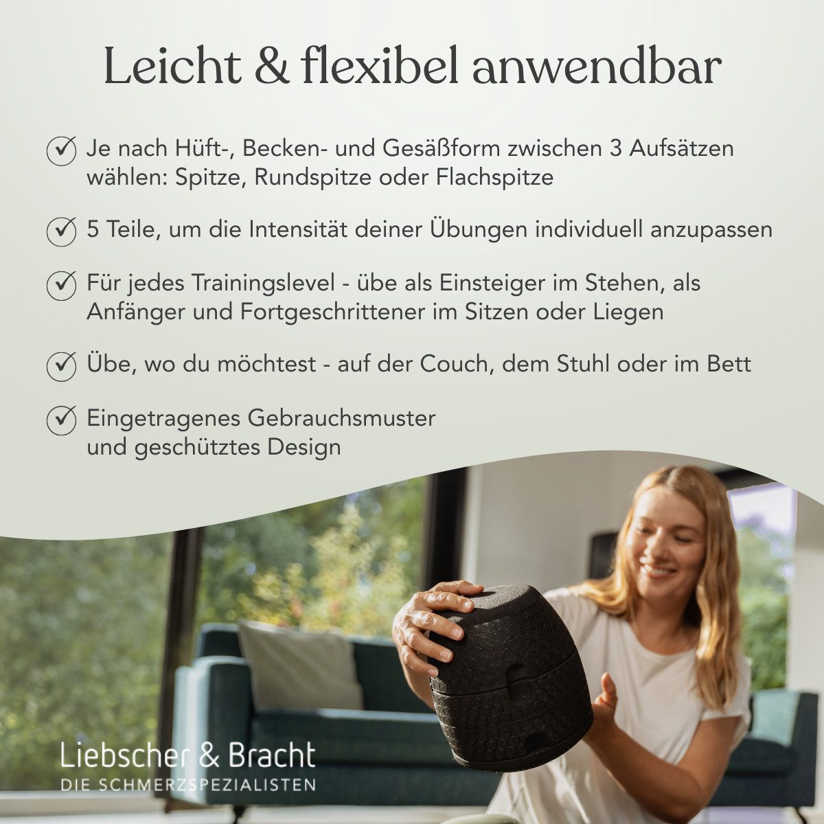 Liebscher & Bracht Massagesitzauflage Hüftretter/ ISG-Ischias-Retter, Für Anfänger & Fortgeschrittene: Kombiniere 5 Teile immer wieder neu