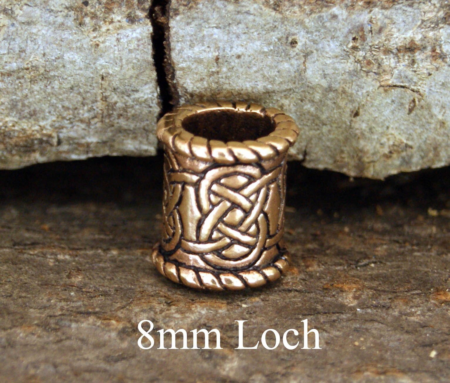 Bronze 8mm Leather keltische Knoten Diadem Haarperle of Bartperle Keltenknoten Kiss