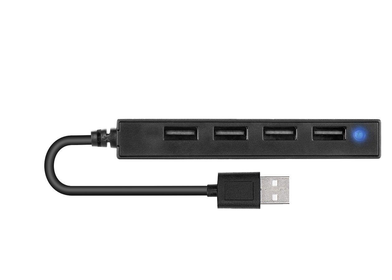 Speedlink USB-Verteiler SPEEDLINK SNAPPY SLIM USB-Hub – 4-Port, schwarz, kompaktes Design, für PC & Laptop, USB 2.0