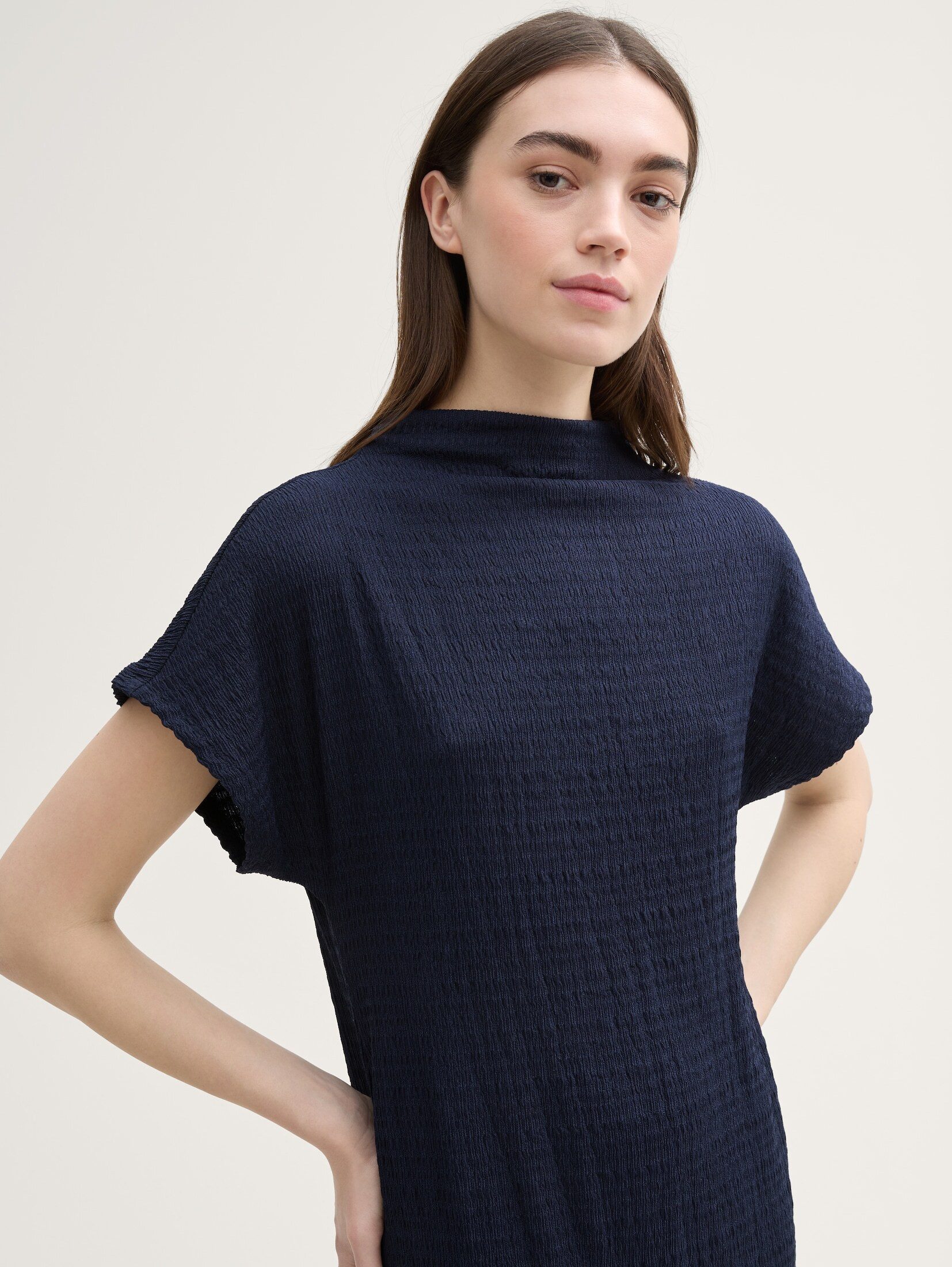 TOM TAILOR Denim Sommerkleid Kleider & Jumpsuits Midi-Kleid mit Stehkragen