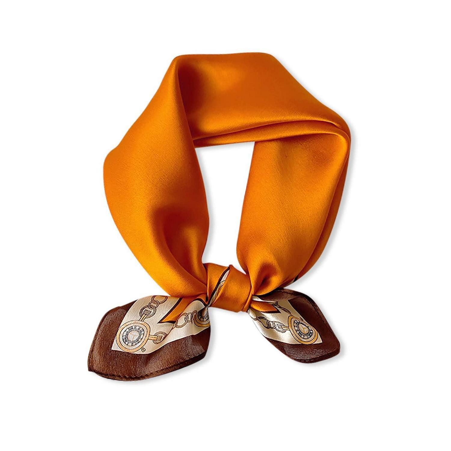 LuxusKollektion Seidenschal Seidenschal Damen Orange Kette Retro, (1-St)